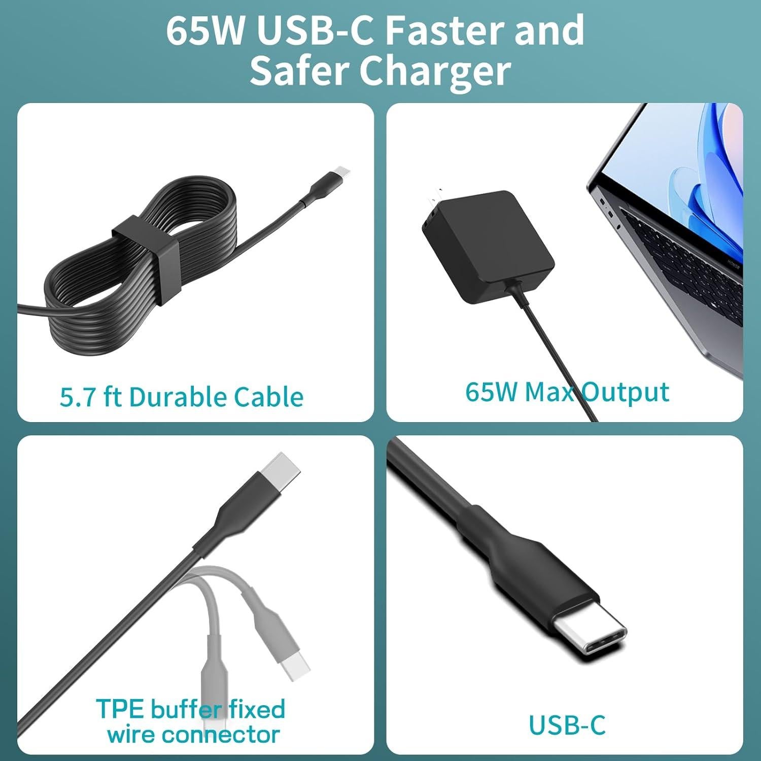 Cargador USB-C 65W FAATAA para MacBook Pro, Dell, Lenovo