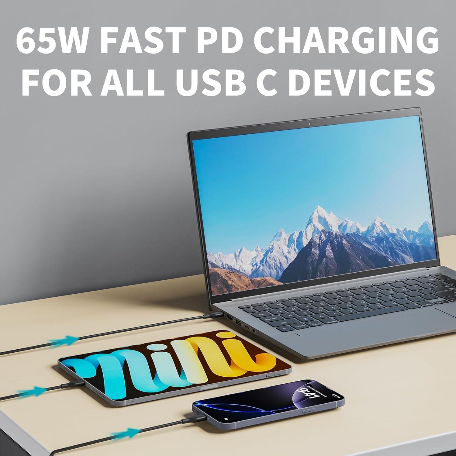 Cargador USB-C 65W FAATAA para MacBook Pro, Dell, Lenovo