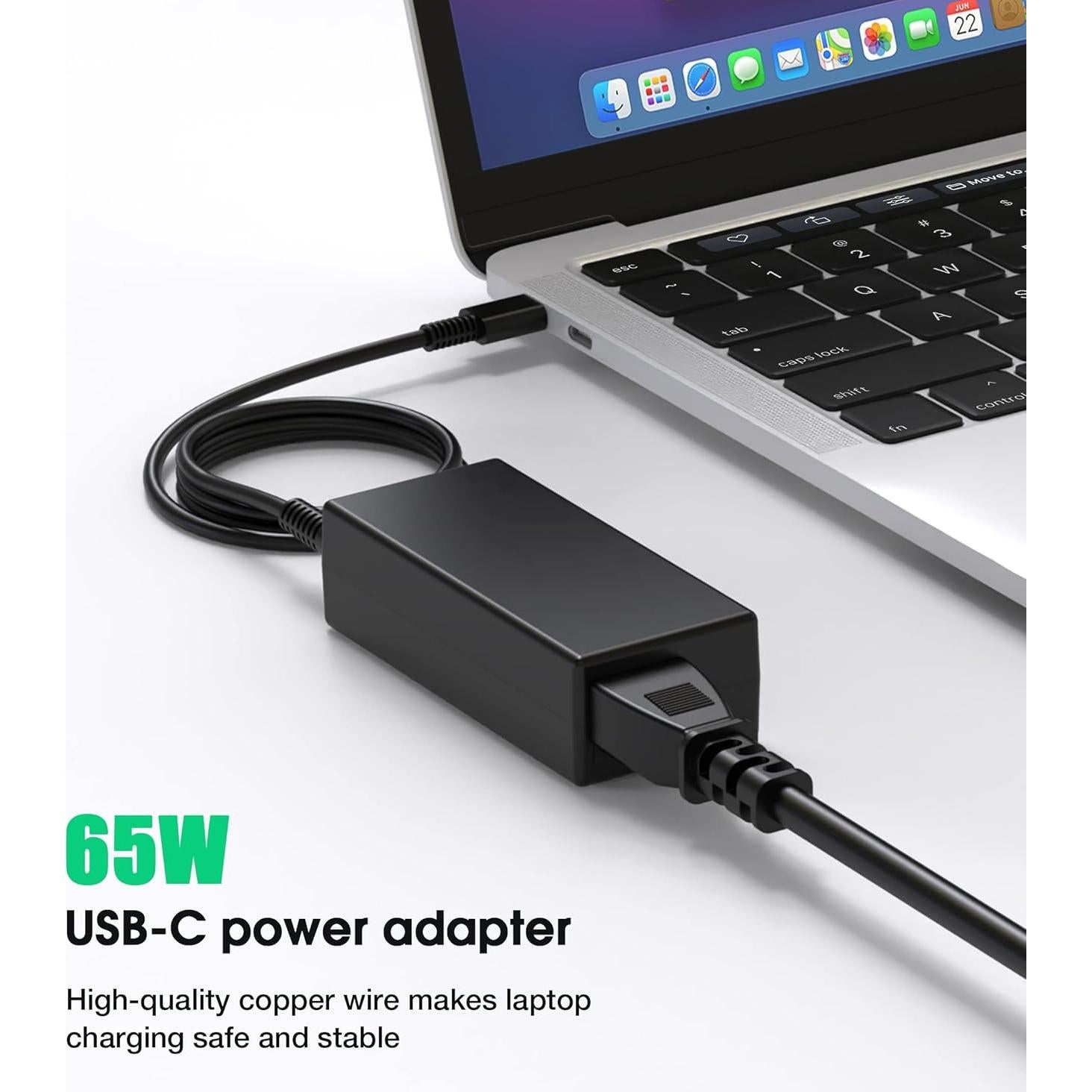 Cargador USB C 65W UNAWUDOH para Laptop Chromebook HP Dell Lenovo