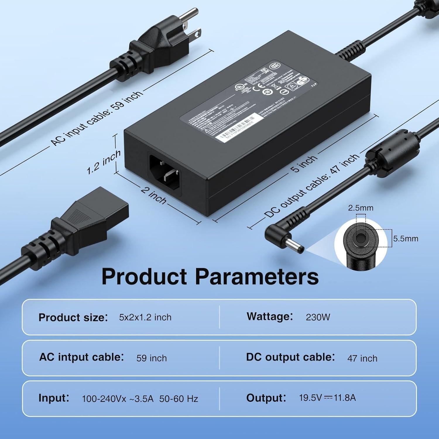 Cargador de Laptop 230W Gigabyte Aorus Aero G5 G7 A5 A7
