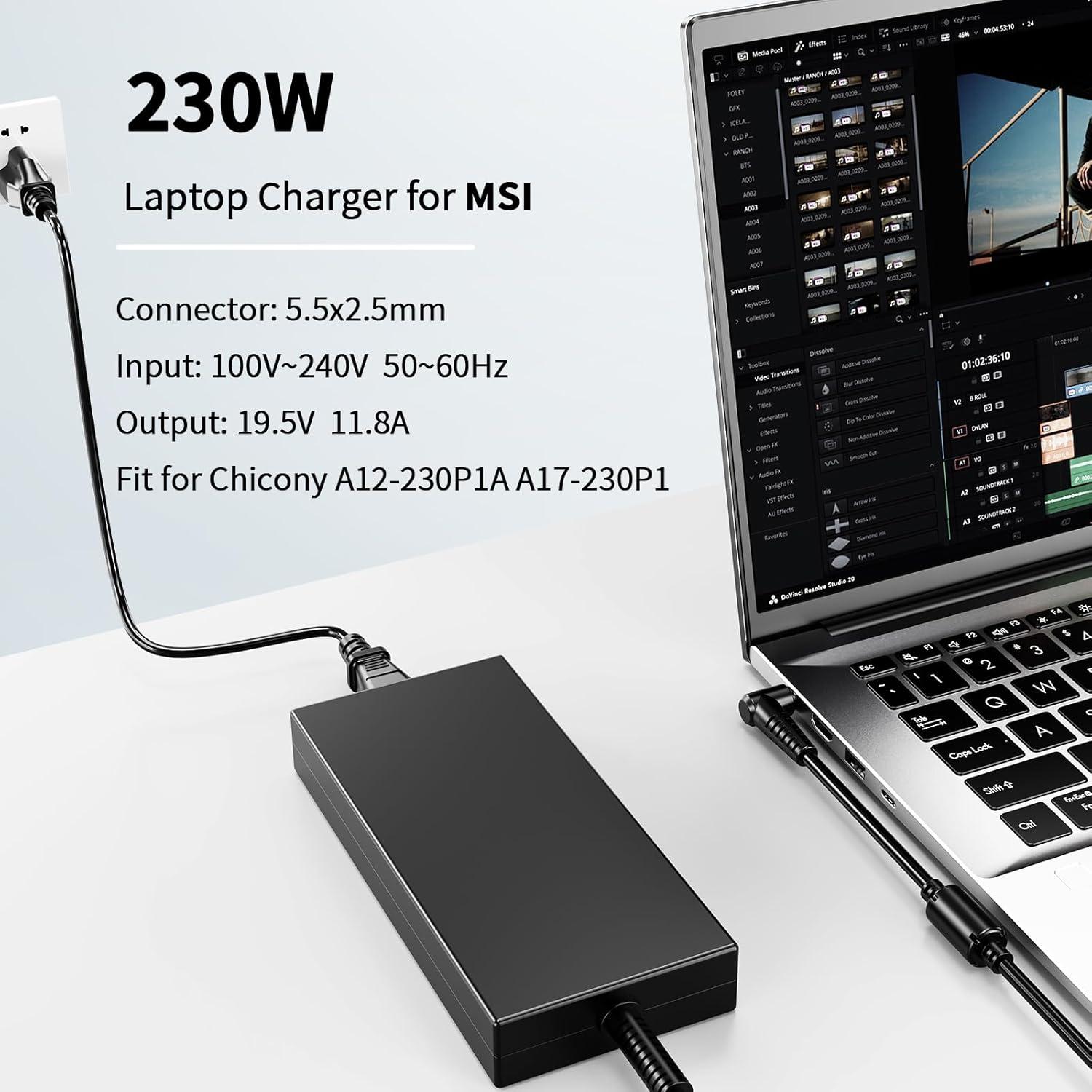 Cargador Gigabyte 230W para Laptops Aorus y Aero 15 16 17