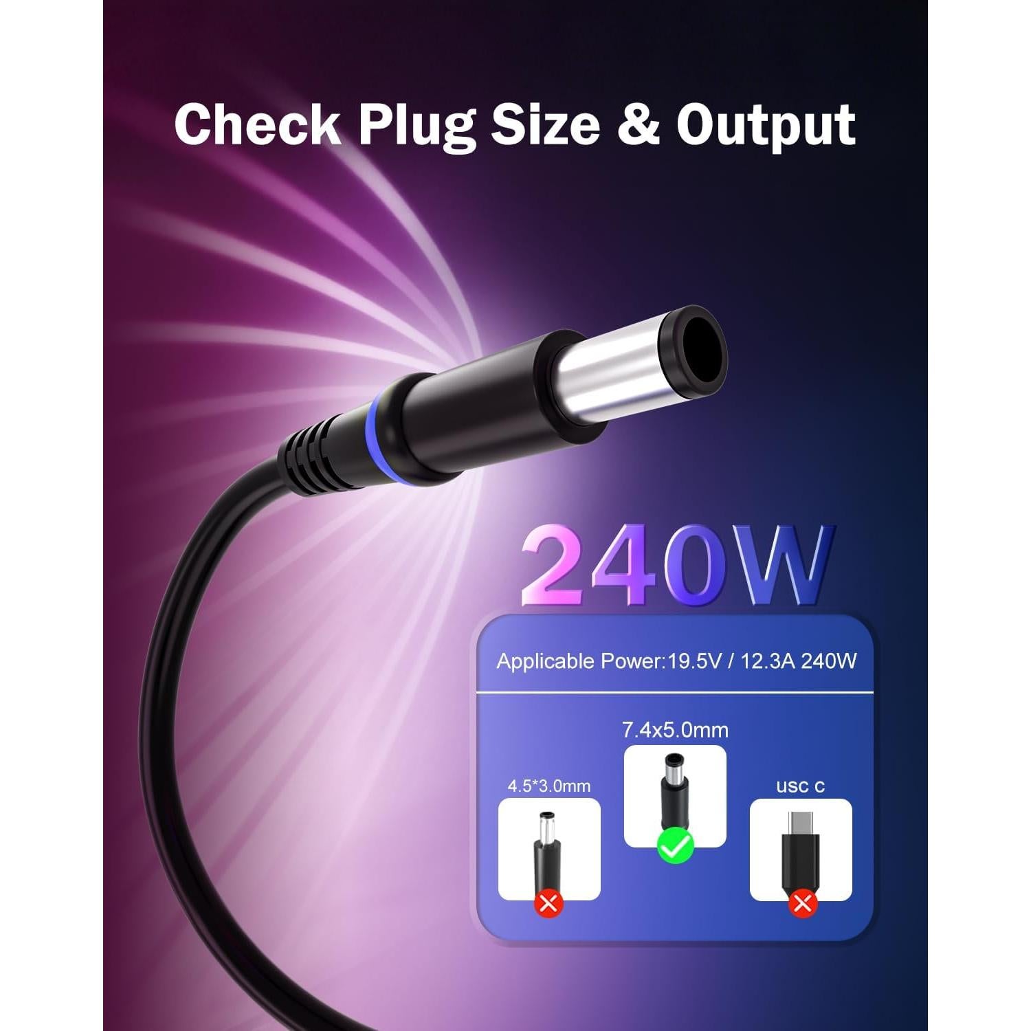 Cargador 240W Nicpower para Laptop Dell Alienware M15 M17