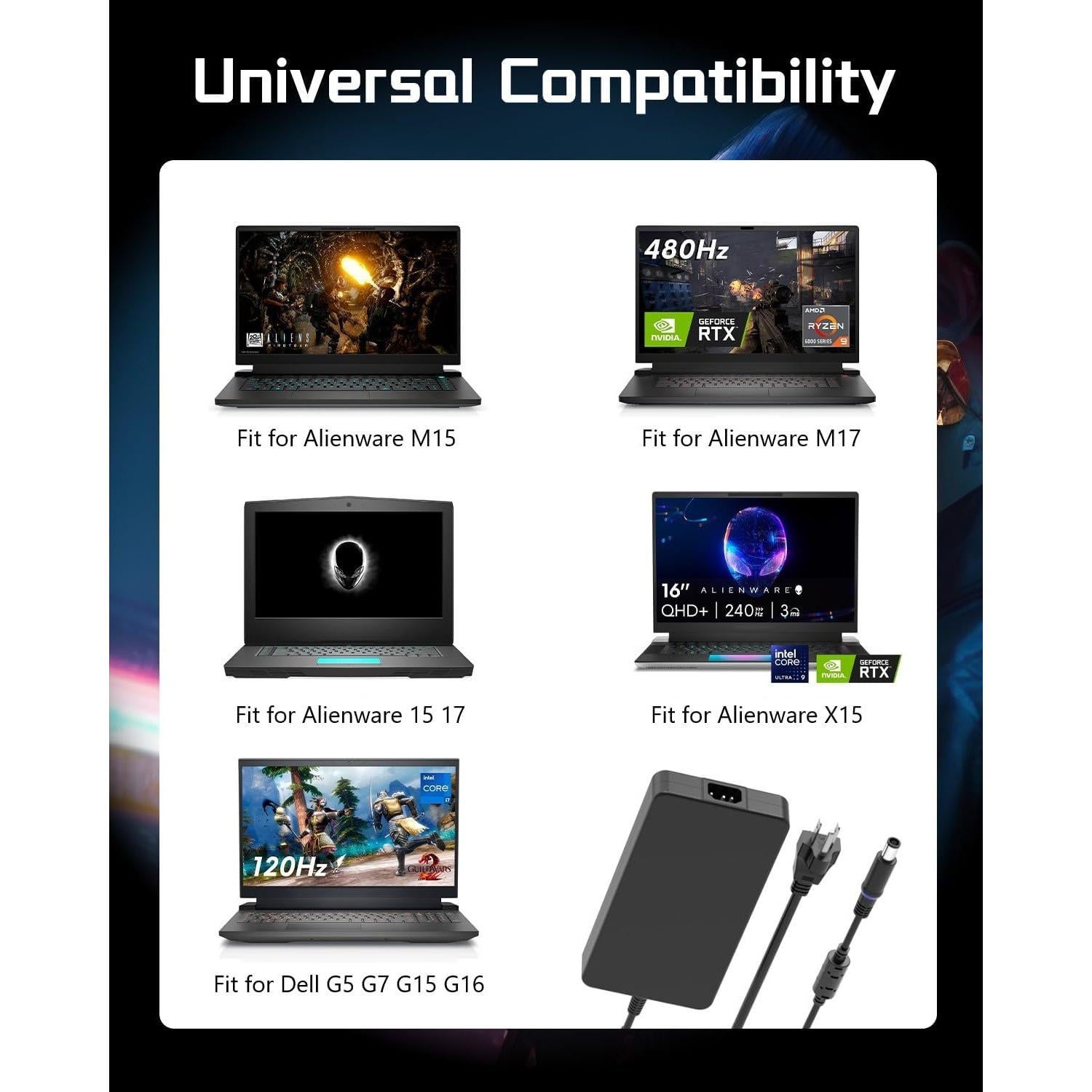 Cargador Rápido Superer 240W para Laptop Dell Alienware