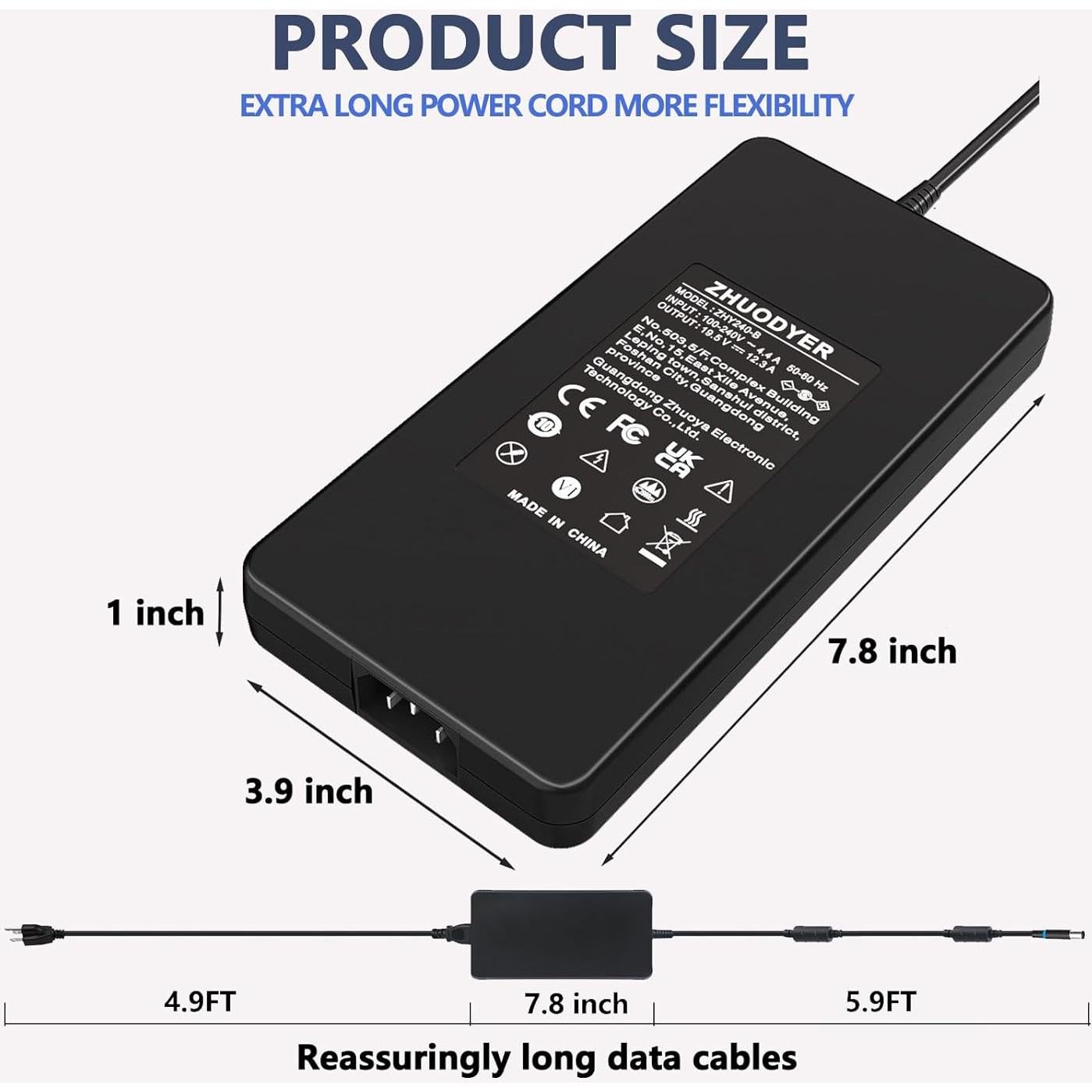 Cargador de Laptop 240W ZHUODYER para Dell Alienware y Precision