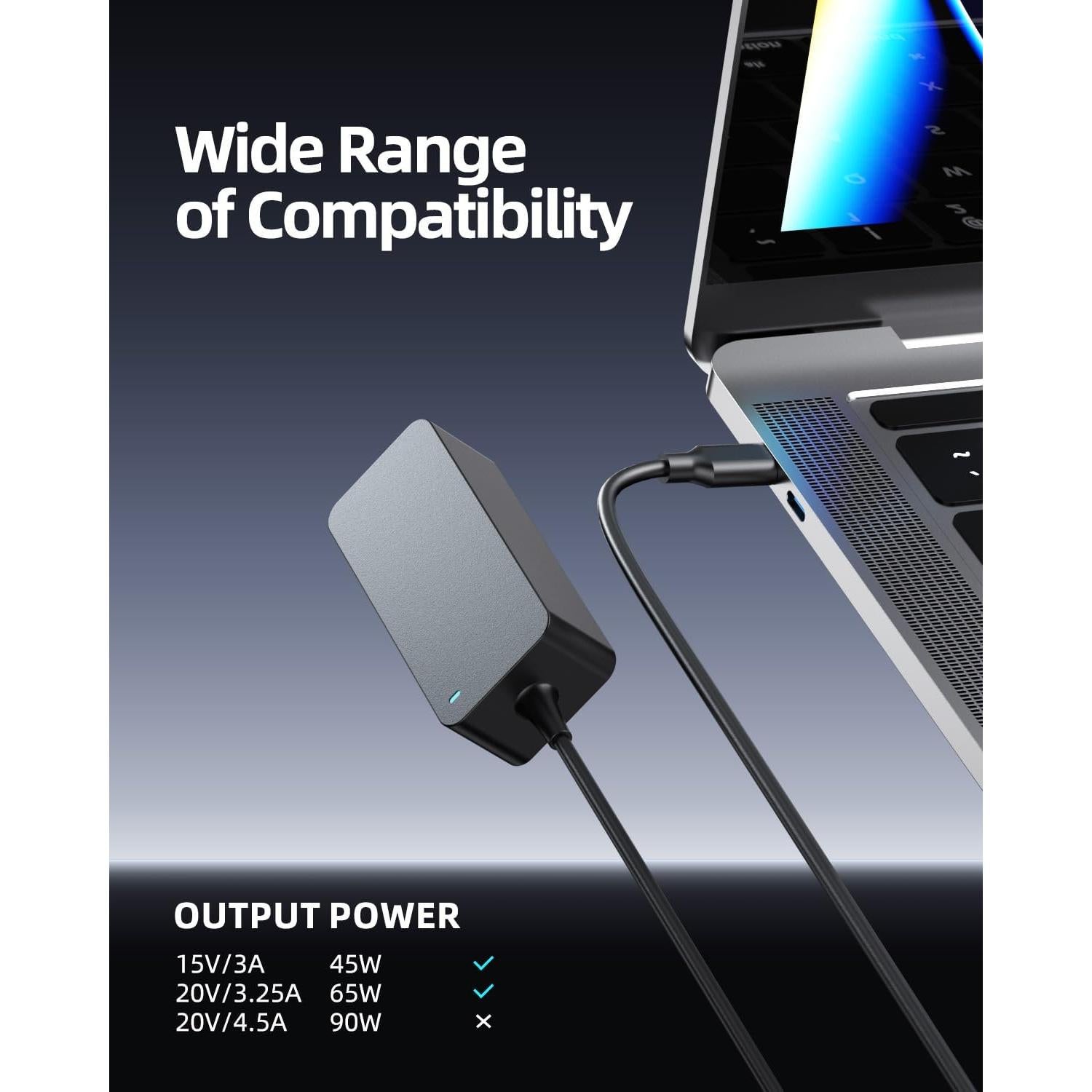 Cargador Rápido USB-C 65W Zondol para Laptop LG Gram