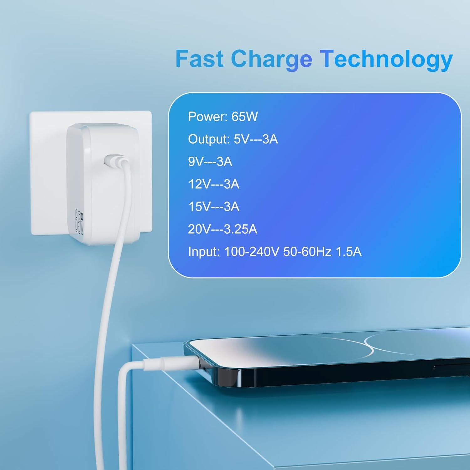 Cargador USB-C 65W Janboo para Laptop LG Gram 15" 16" 17"