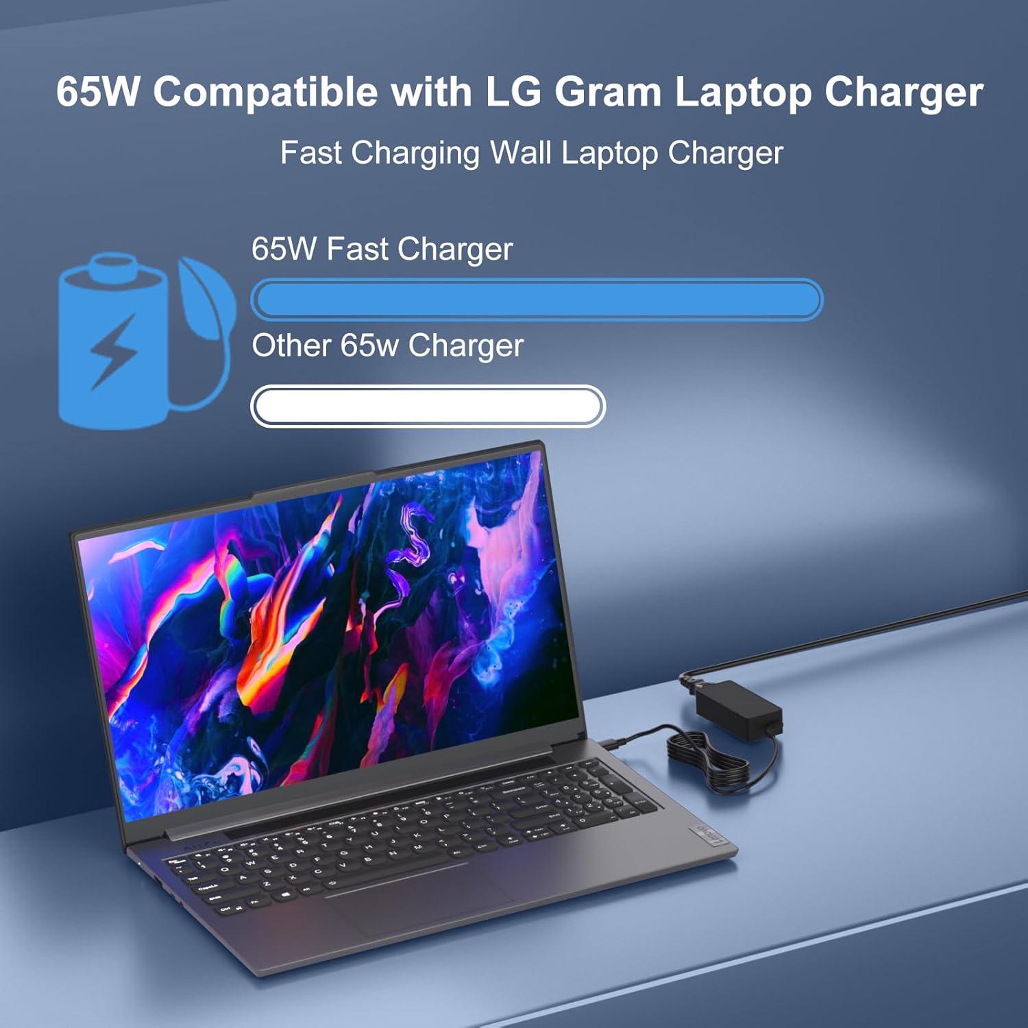 Cargador Rápido USB C PD 65W para Laptops LG Gram