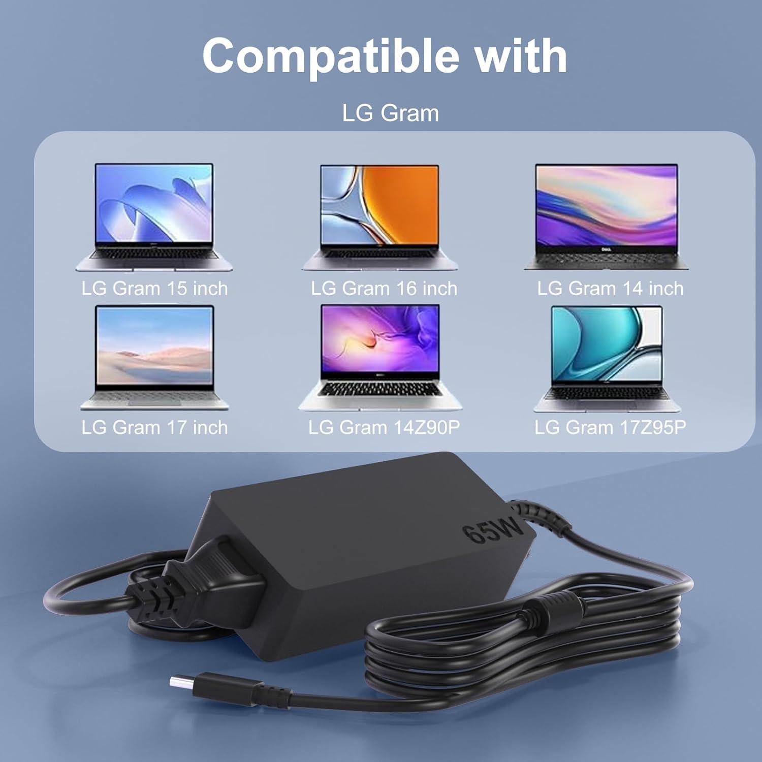 Cargador Rápido USB C PD 65W para Laptops LG Gram