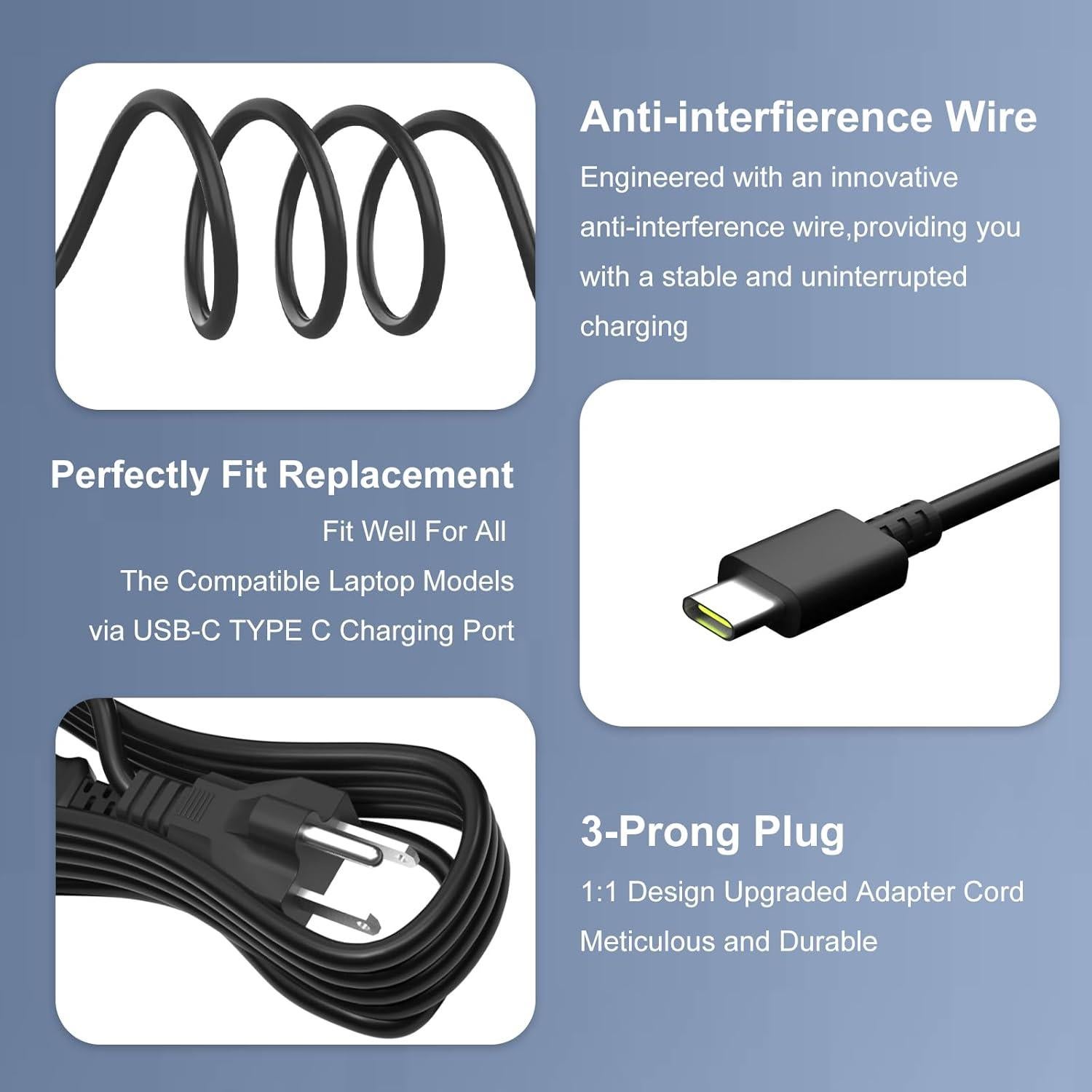 Cargador Rápido USB C PD 65W para Laptops LG Gram