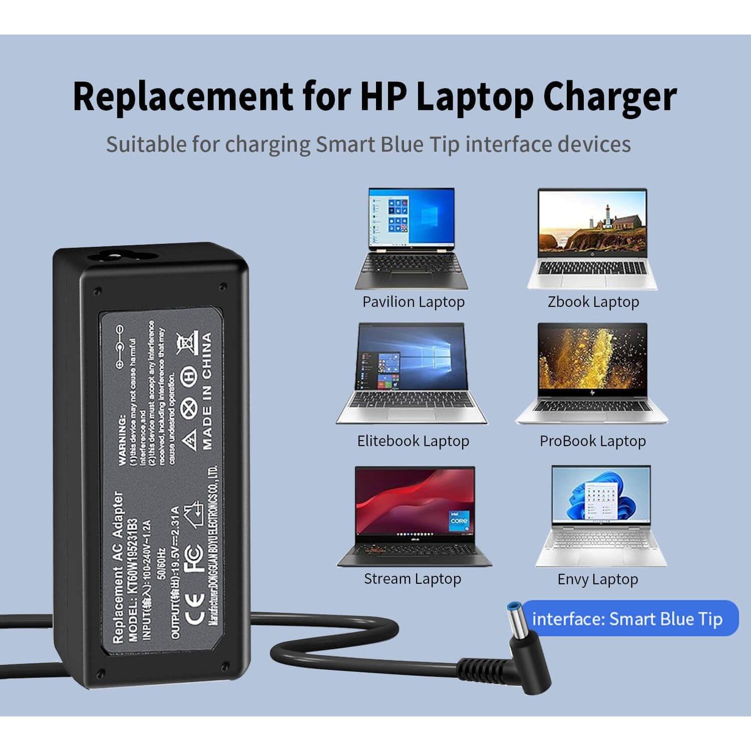 Cargador de Laptop HP 45W 19.5V 2.31A Adaptador Reemplazo