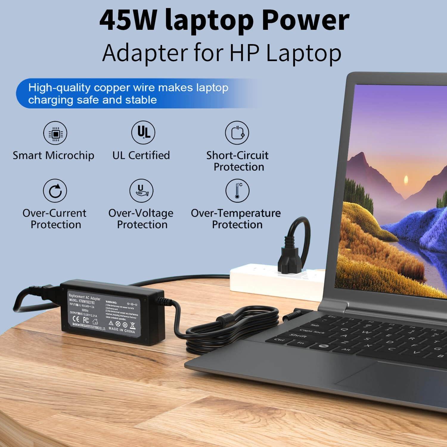 Cargador de Laptop HP 45W 19.5V 2.31A Adaptador Reemplazo