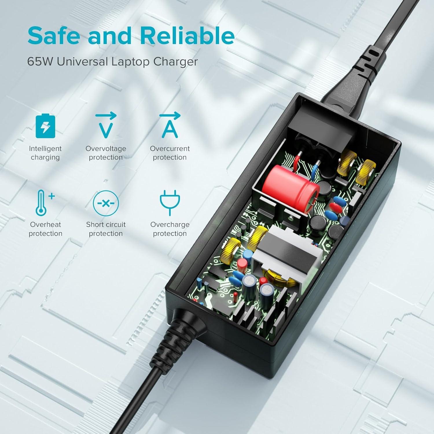 Cargador Universal Powseed 65W para Laptop HP Dell Lenovo