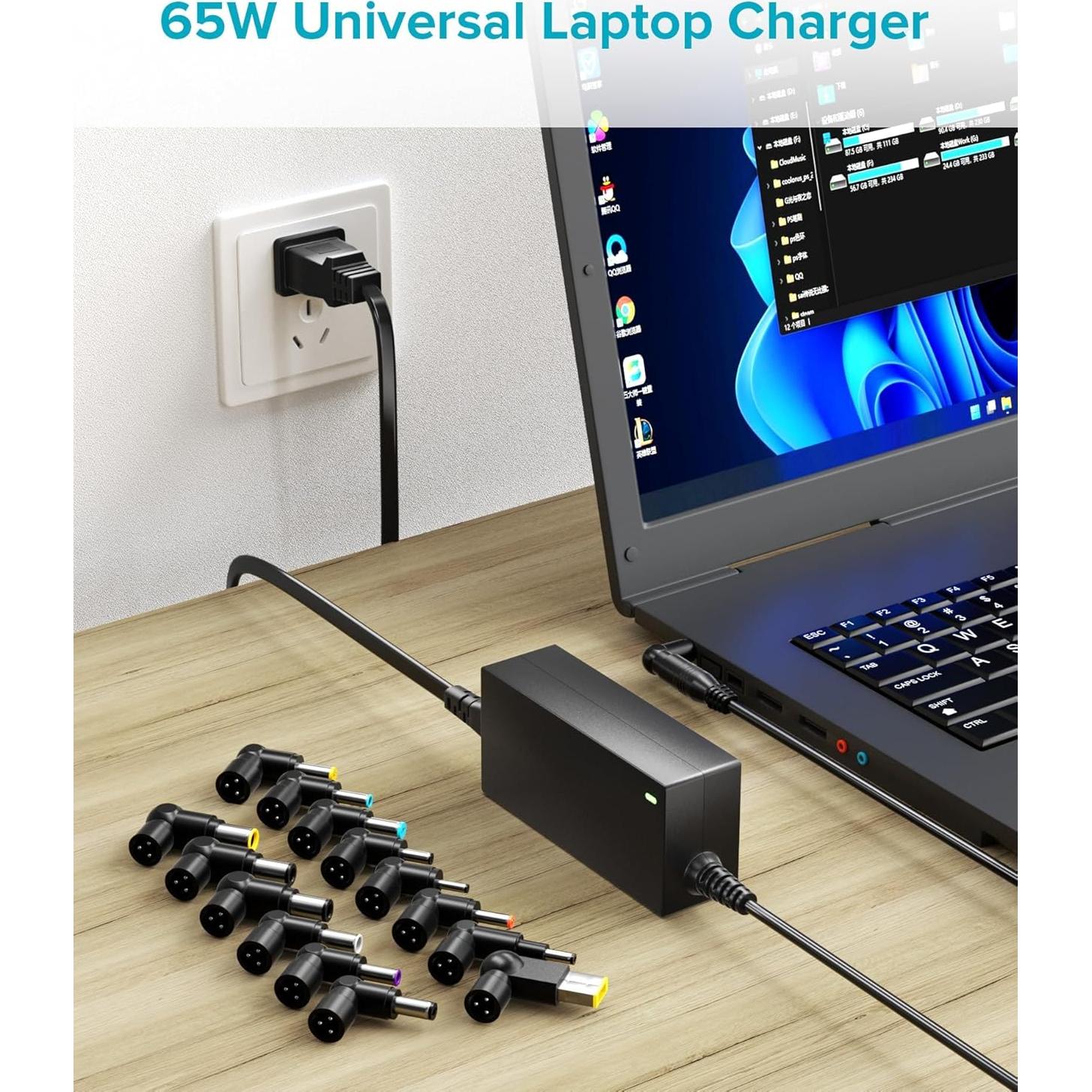 Cargador Universal Powseed 65W para Laptop HP Dell Lenovo