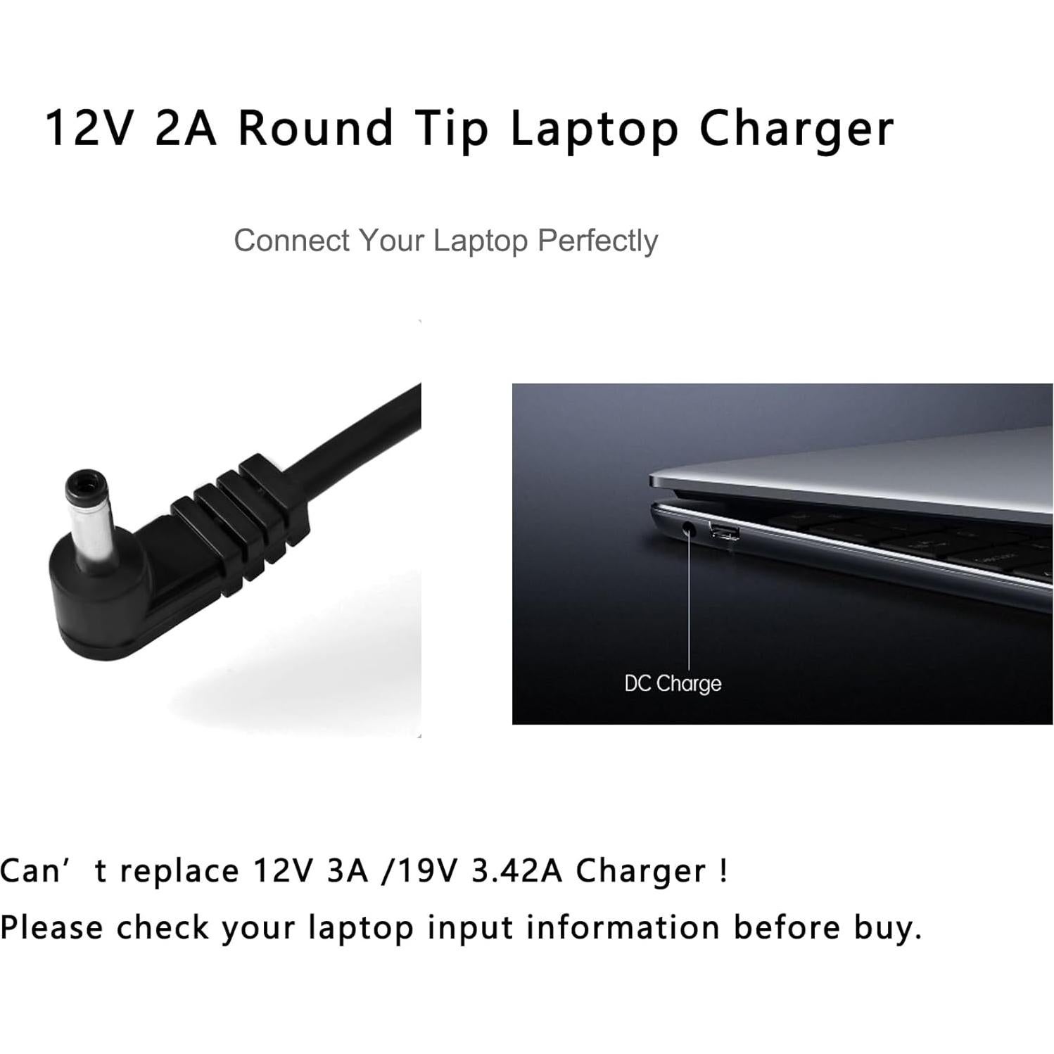 Cargador 12V 2A FLGAN para Chuwi UBook GemiBook HeroBook