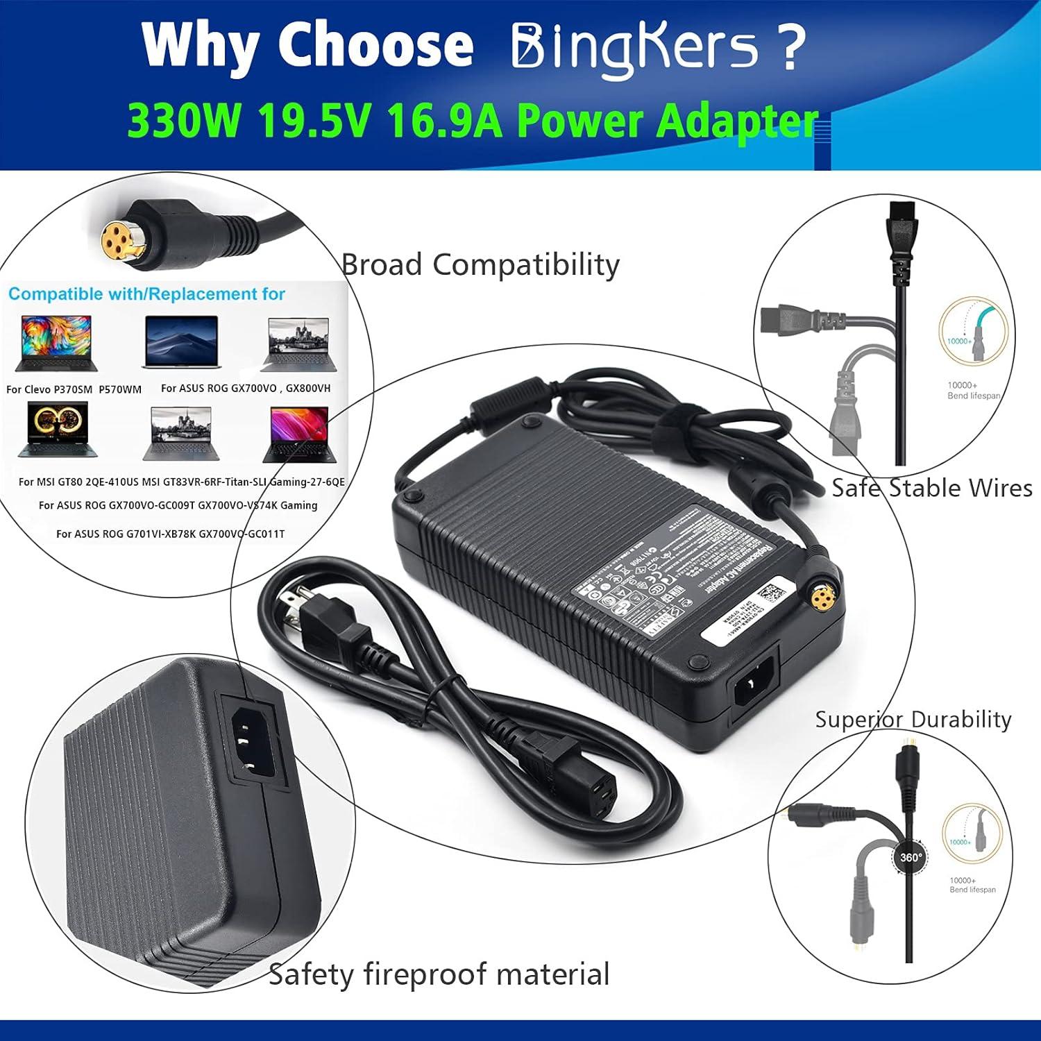 Adaptador de corriente AC 330W BINGKERS 19.5V 16.9A 4 agujeros