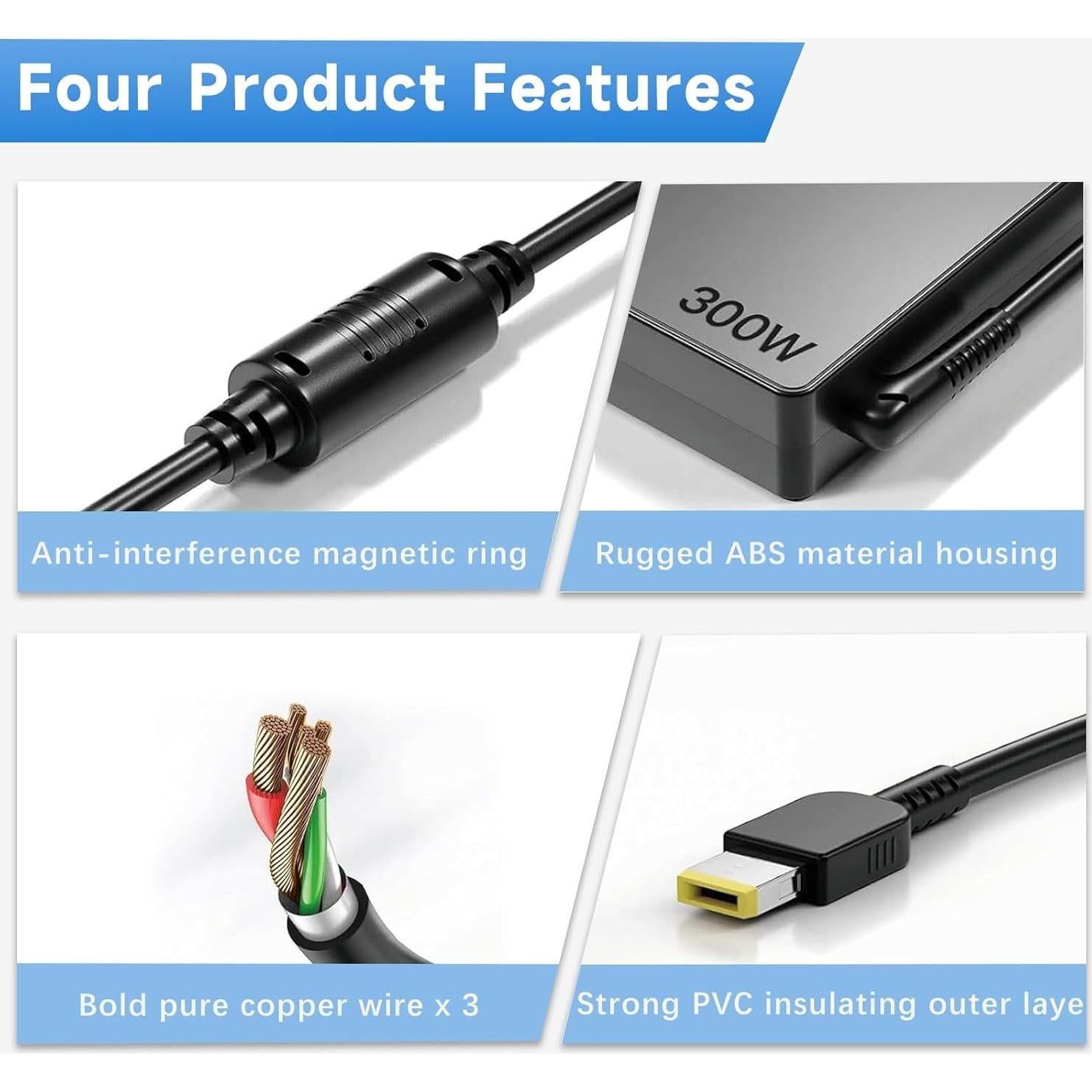 Cargador de Laptop 300W VRAVEK Compatible con Lenovo Legion