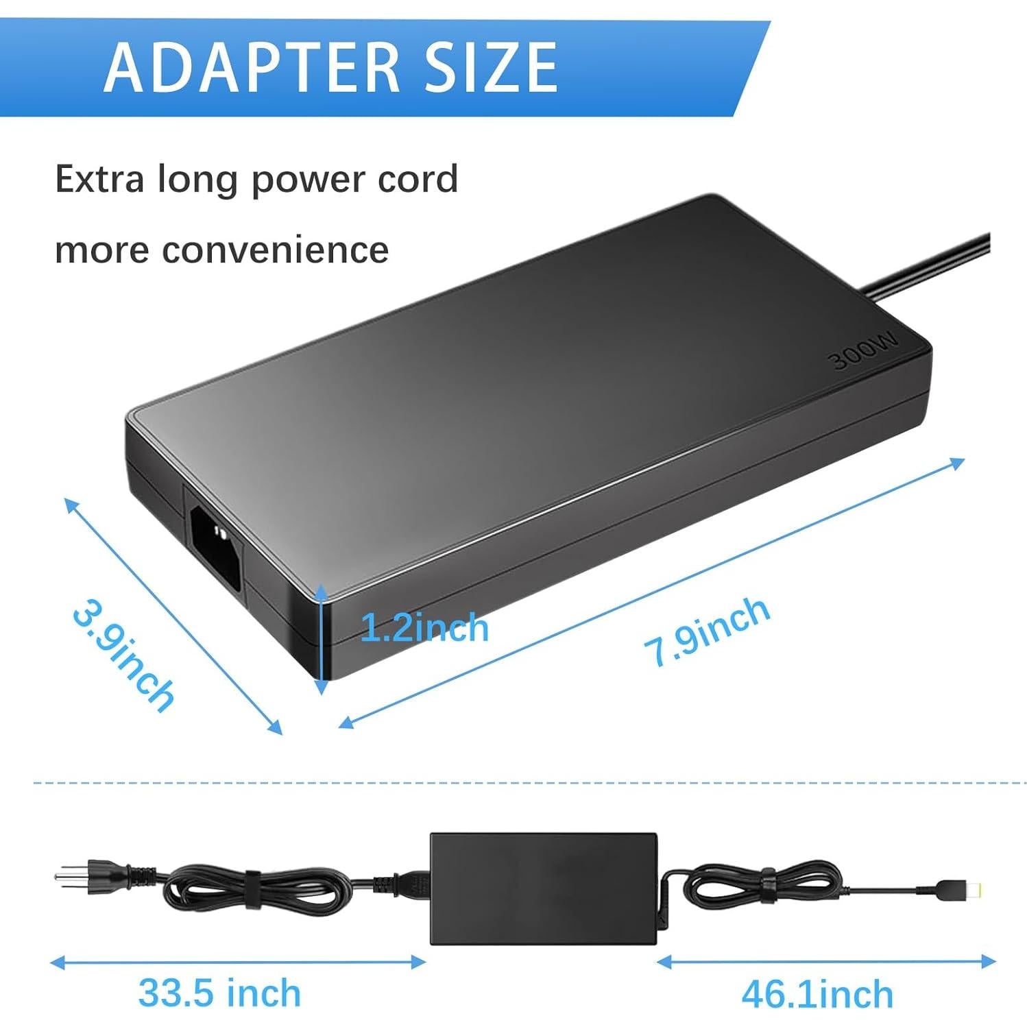 Cargador de Laptop 300W VRAVEK Compatible con Lenovo Legion