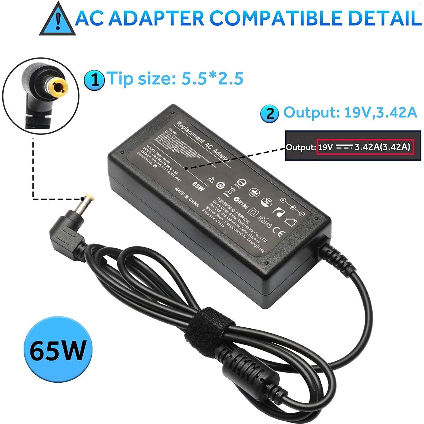 Cargador Adaptador CA Galaxy Bang USA 65W para Dynabook