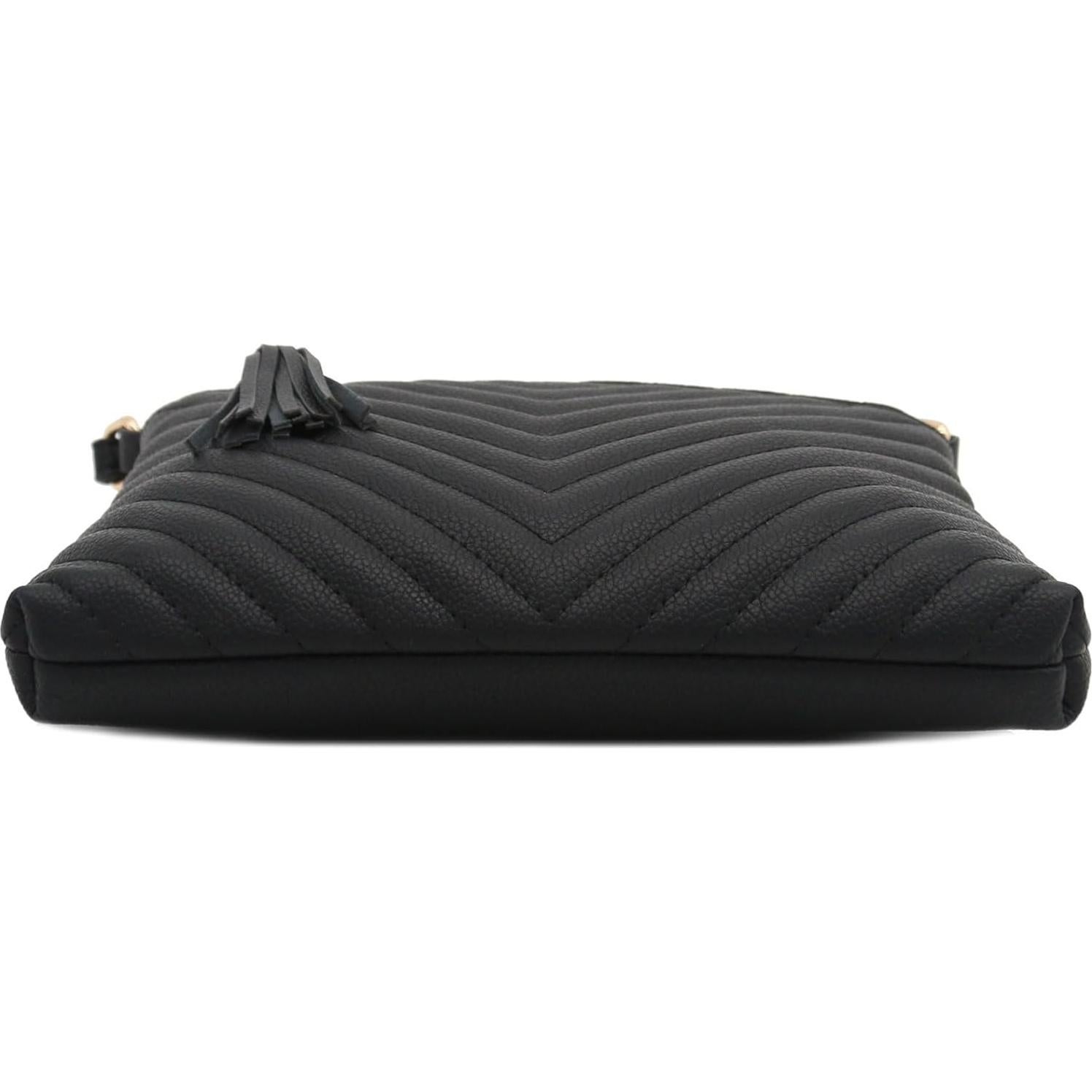 Bolso Cruzado Mediano FashionPuzzle Negro Acolchado