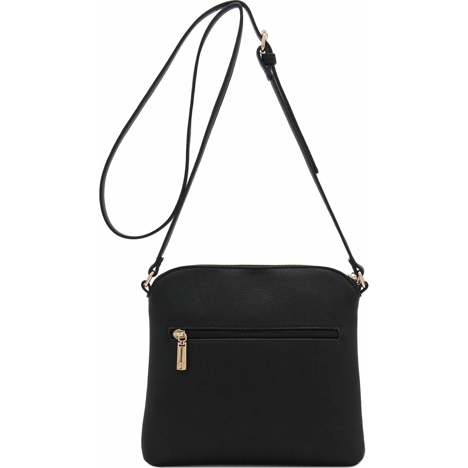 Bolso Cruzado Mediano FashionPuzzle Negro Acolchado