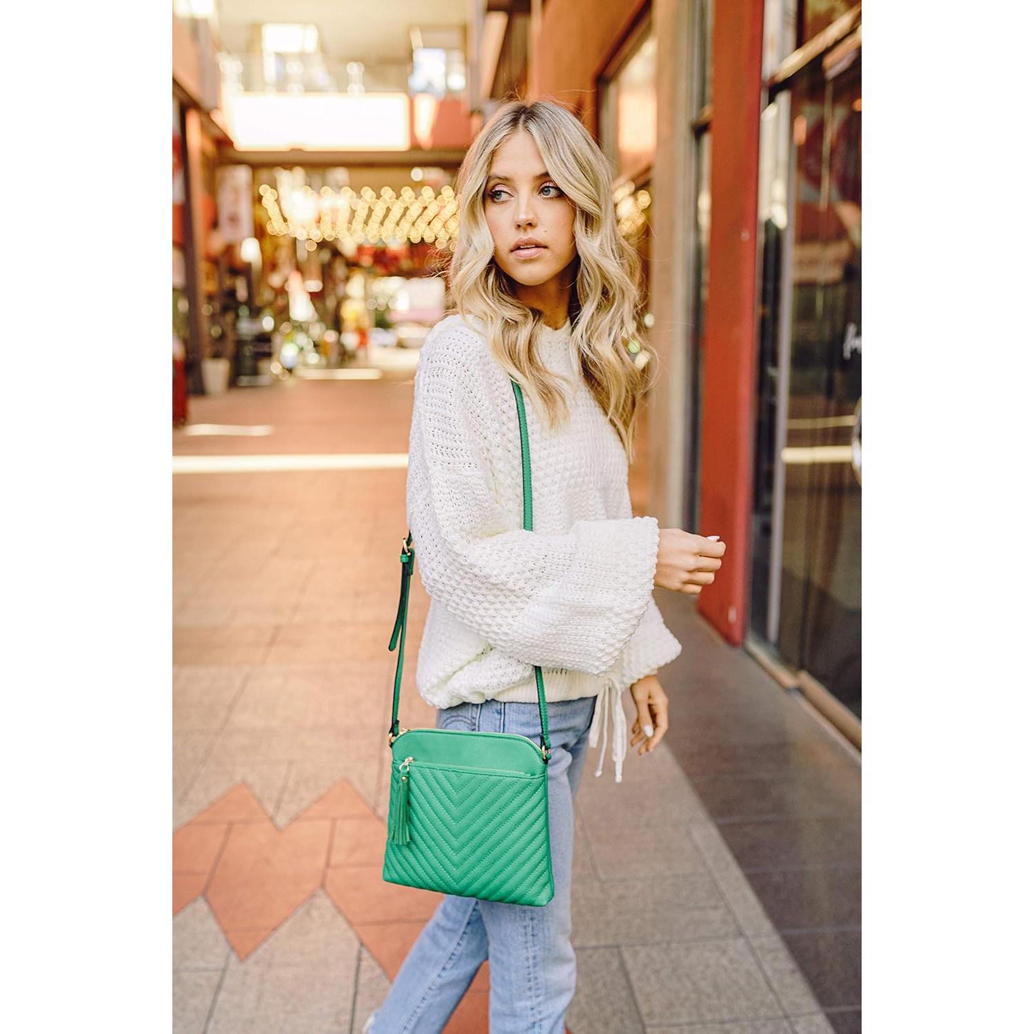 Bolso Cruzado Mediano FashionPuzzle Negro Acolchado