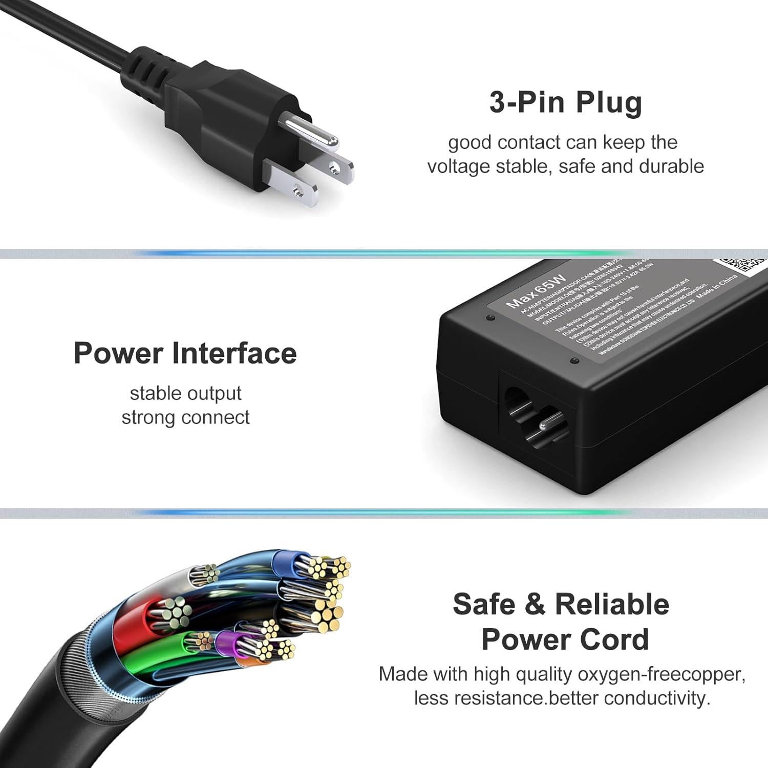 Cargador de Laptop 65W DONGGUAN para Acer Aspire 5/3/Chromebook