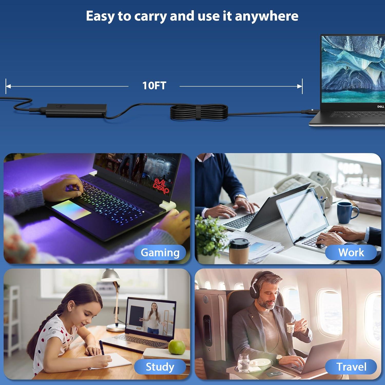 Cargador de Laptop 130W QIOUZW Compatible con Dell 4.5mm