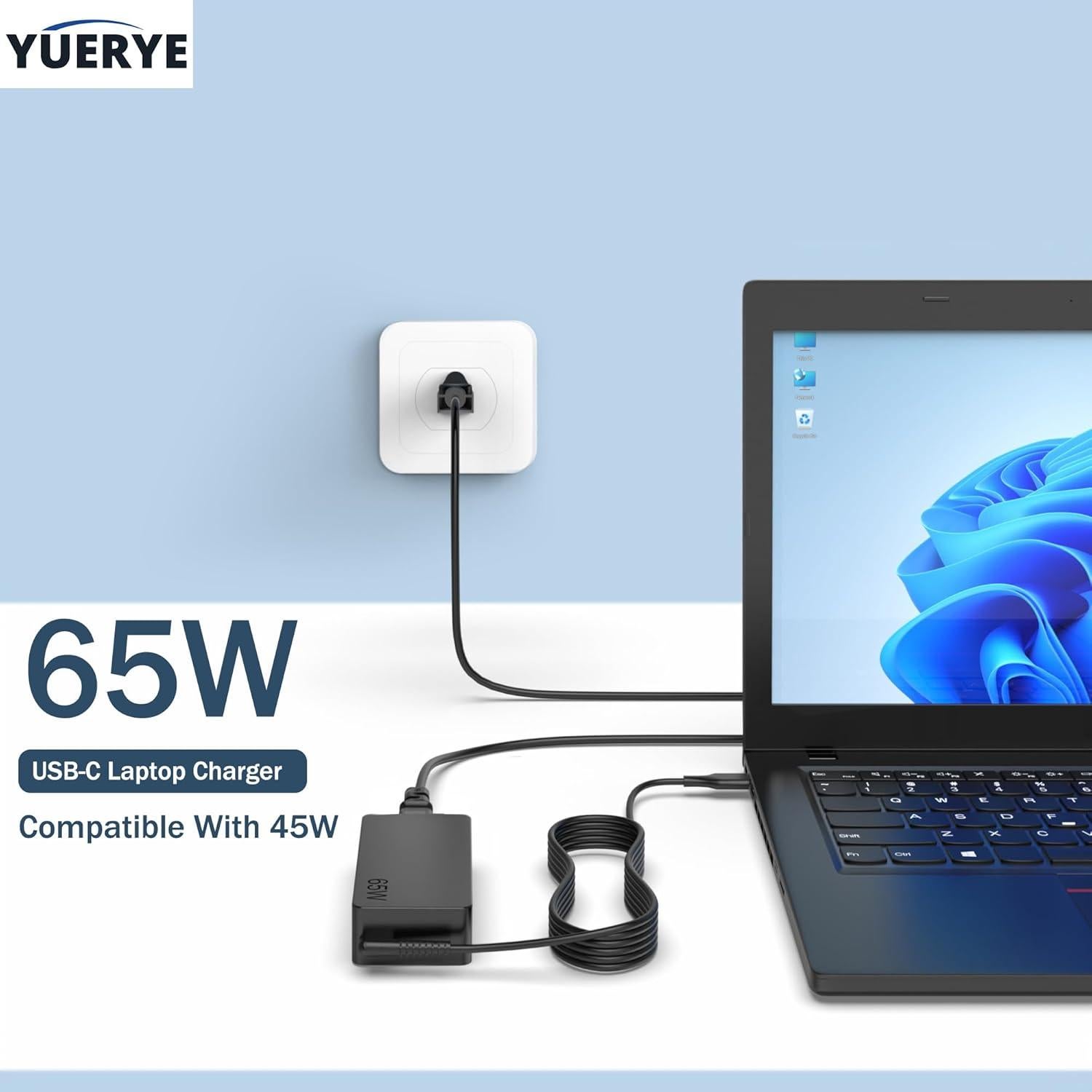 Cargador USB C 65W YUERYE para Laptop Lenovo ThinkPad E T