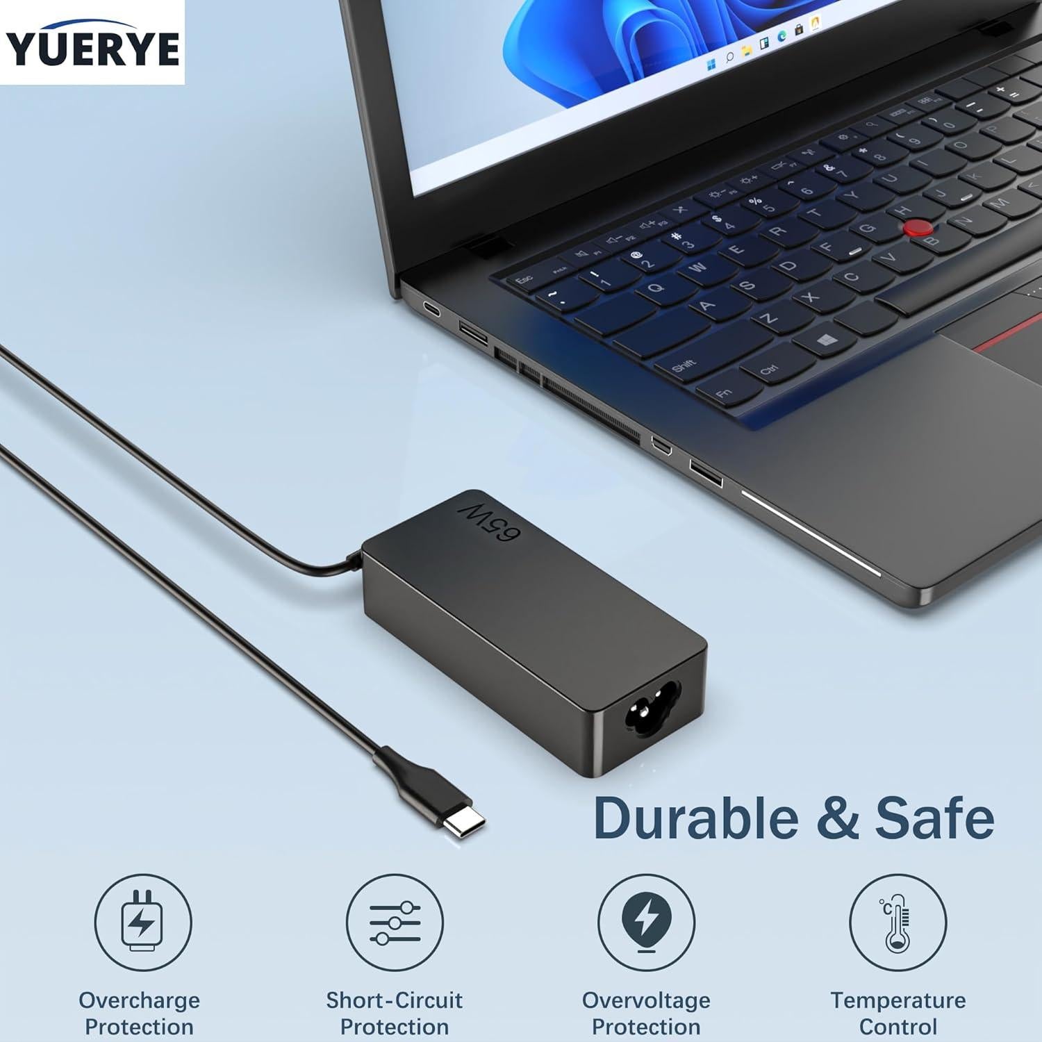 Cargador USB C 65W YUERYE para Laptop Lenovo ThinkPad E T