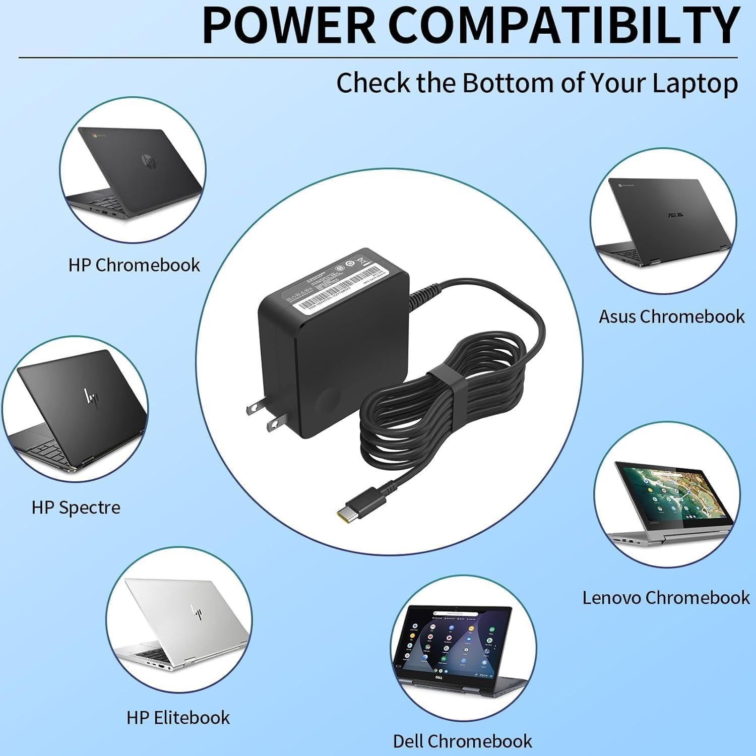 Cargador USB Tipo C 65W Aimusen para Lenovo ThinkPad y Chromebook