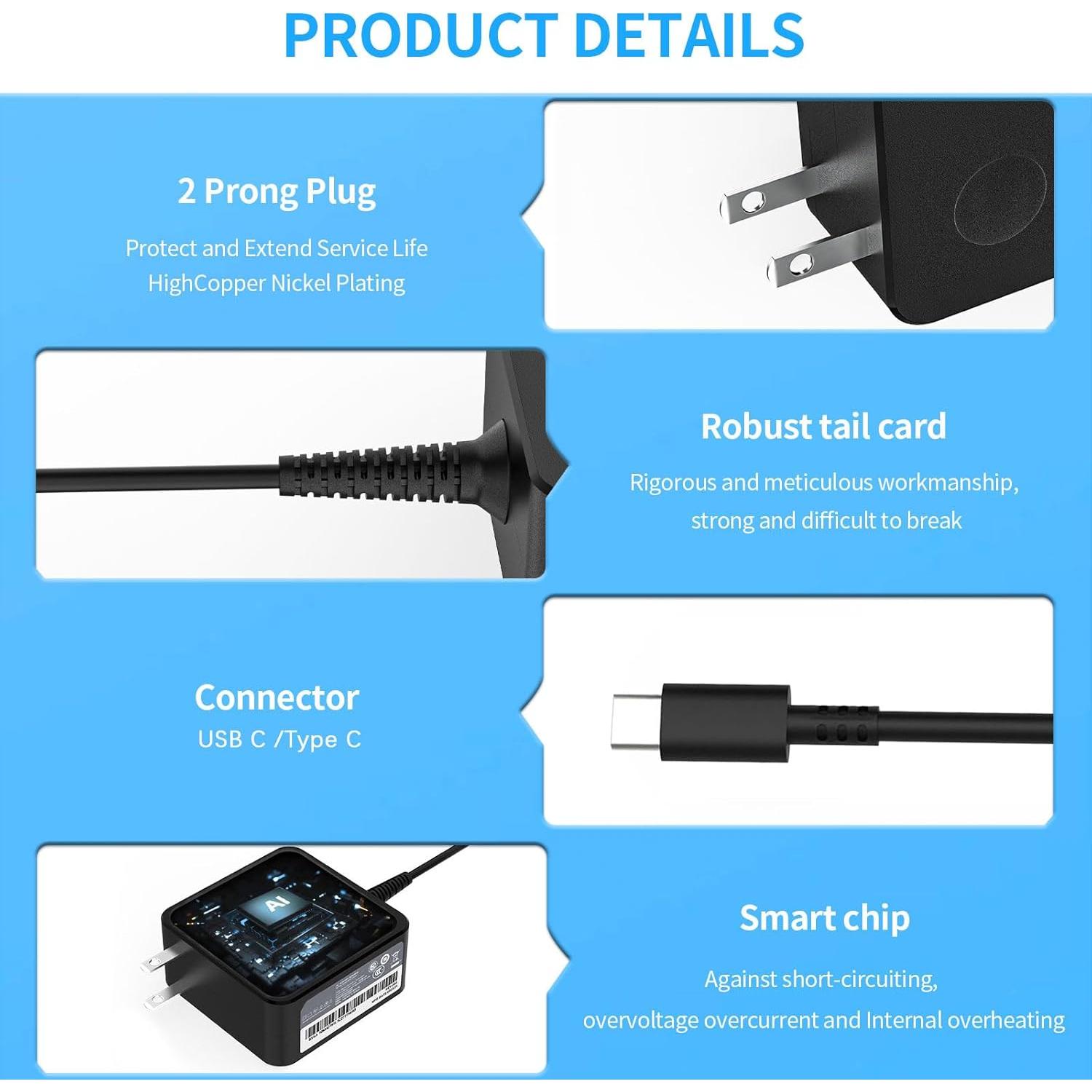 Cargador USB Tipo C 65W Aimusen para Lenovo ThinkPad y Chromebook