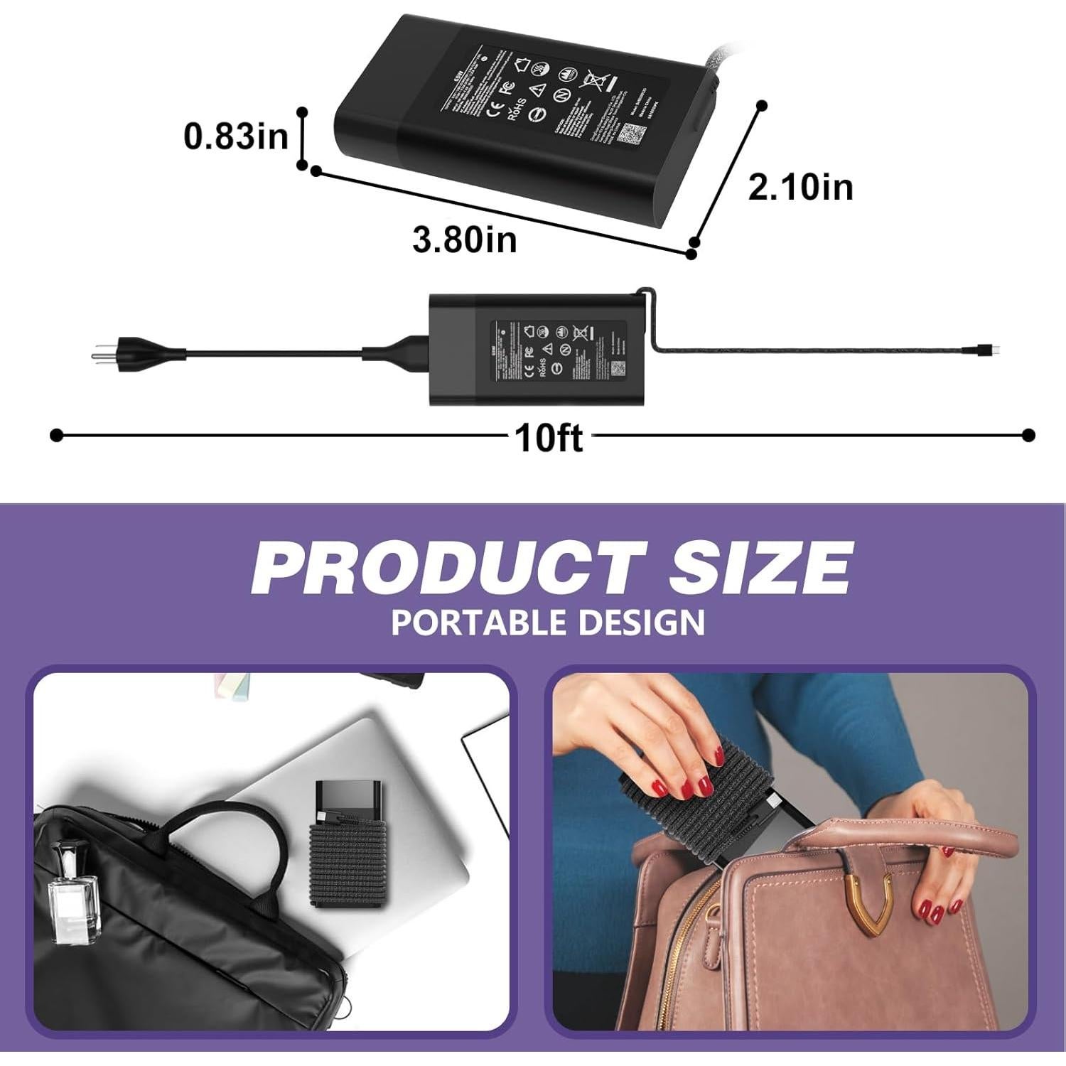 Cargador de Laptop USB-C 65W Compatible HP Dell Lenovo