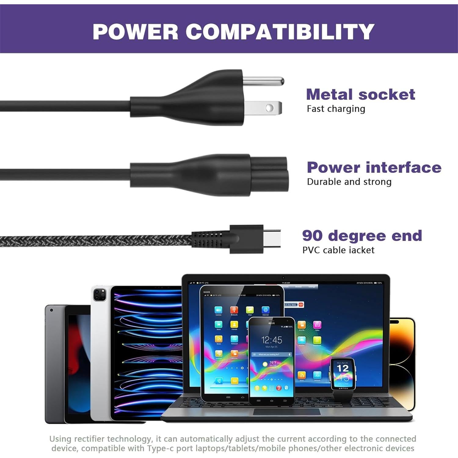 Cargador de Laptop USB-C 65W Compatible HP Dell Lenovo