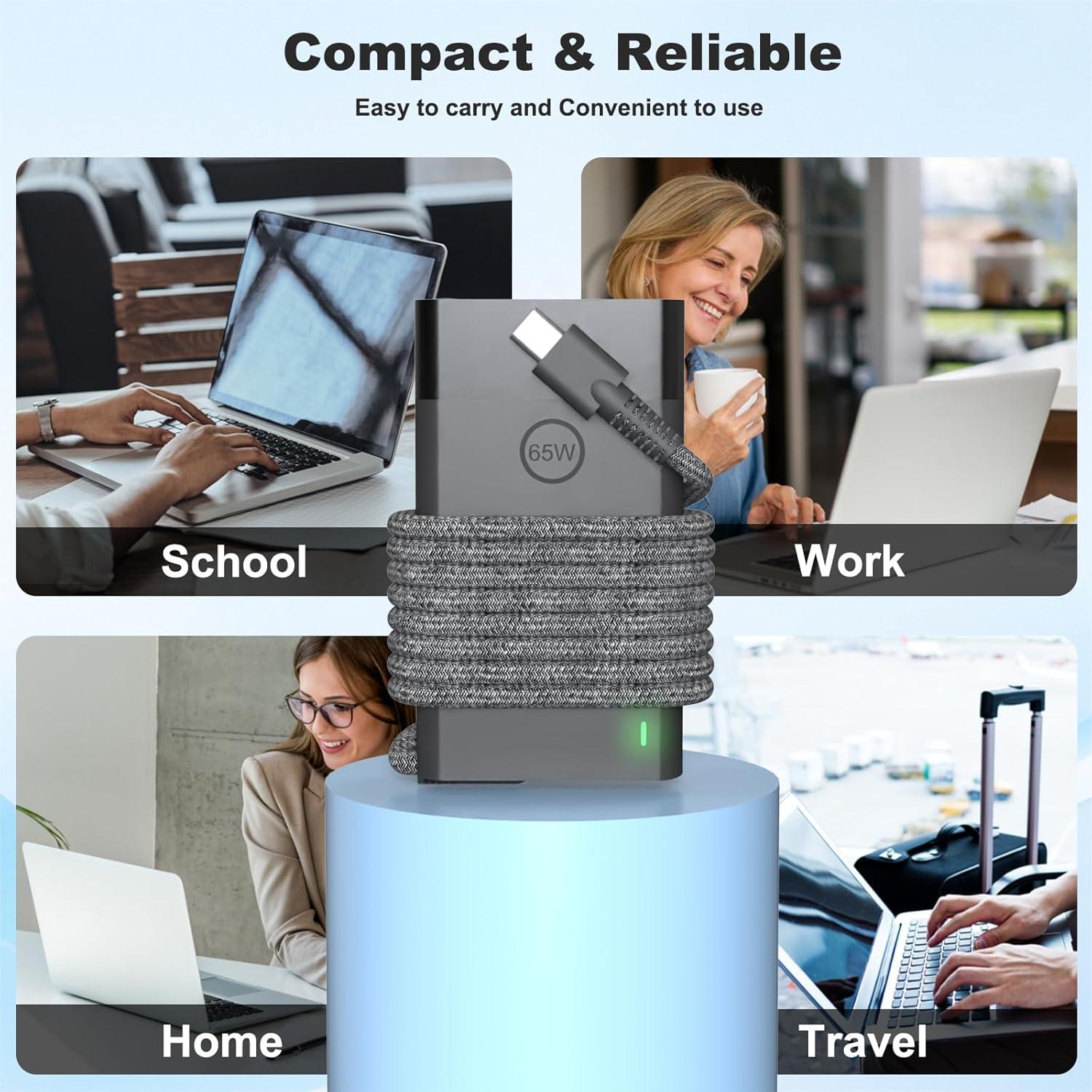 Cargador portátil USB C 65W POWJDWZ para HP Elitebook y Chromebook