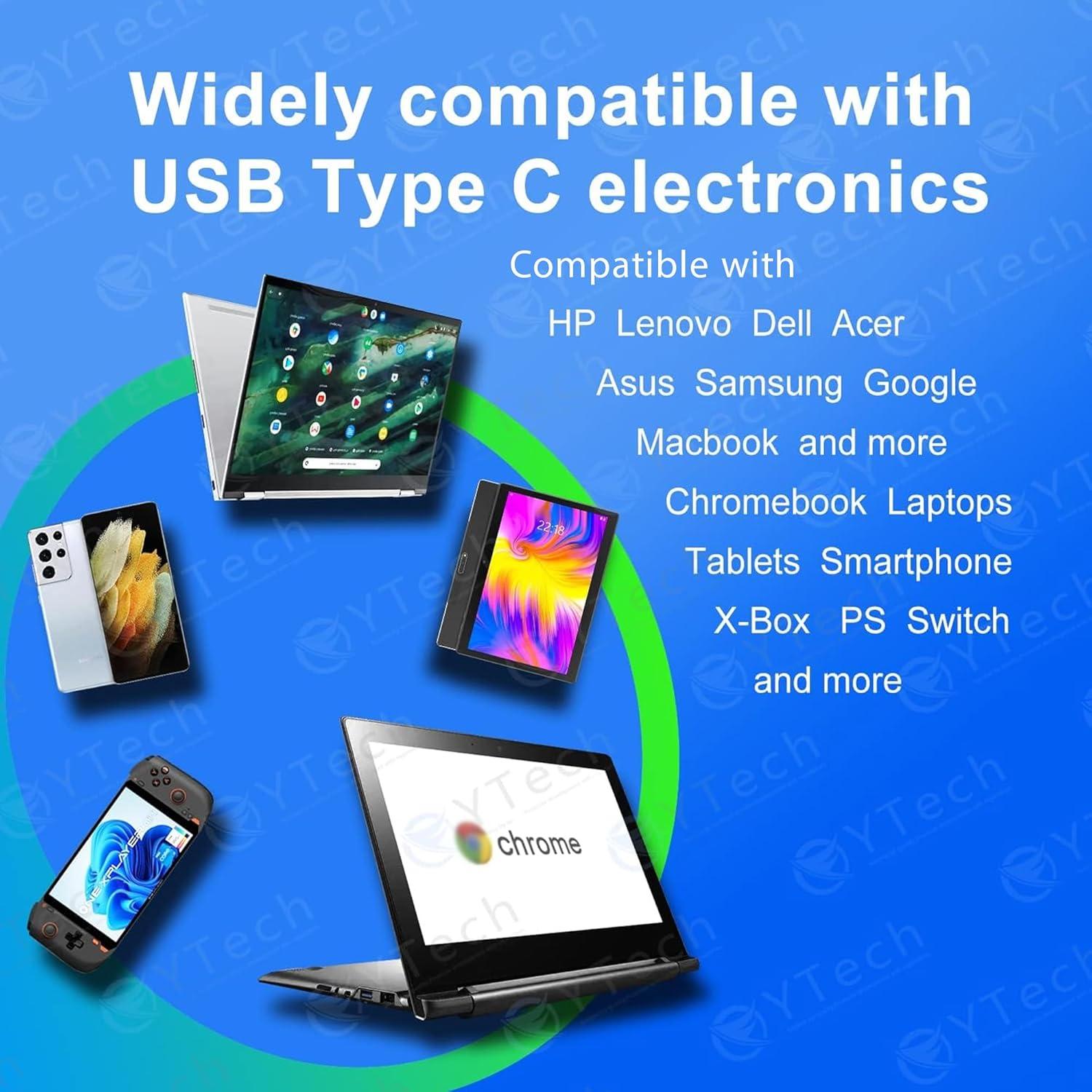 Cargador USB-C 65W YTech para Laptop Lenovo Dell Acer