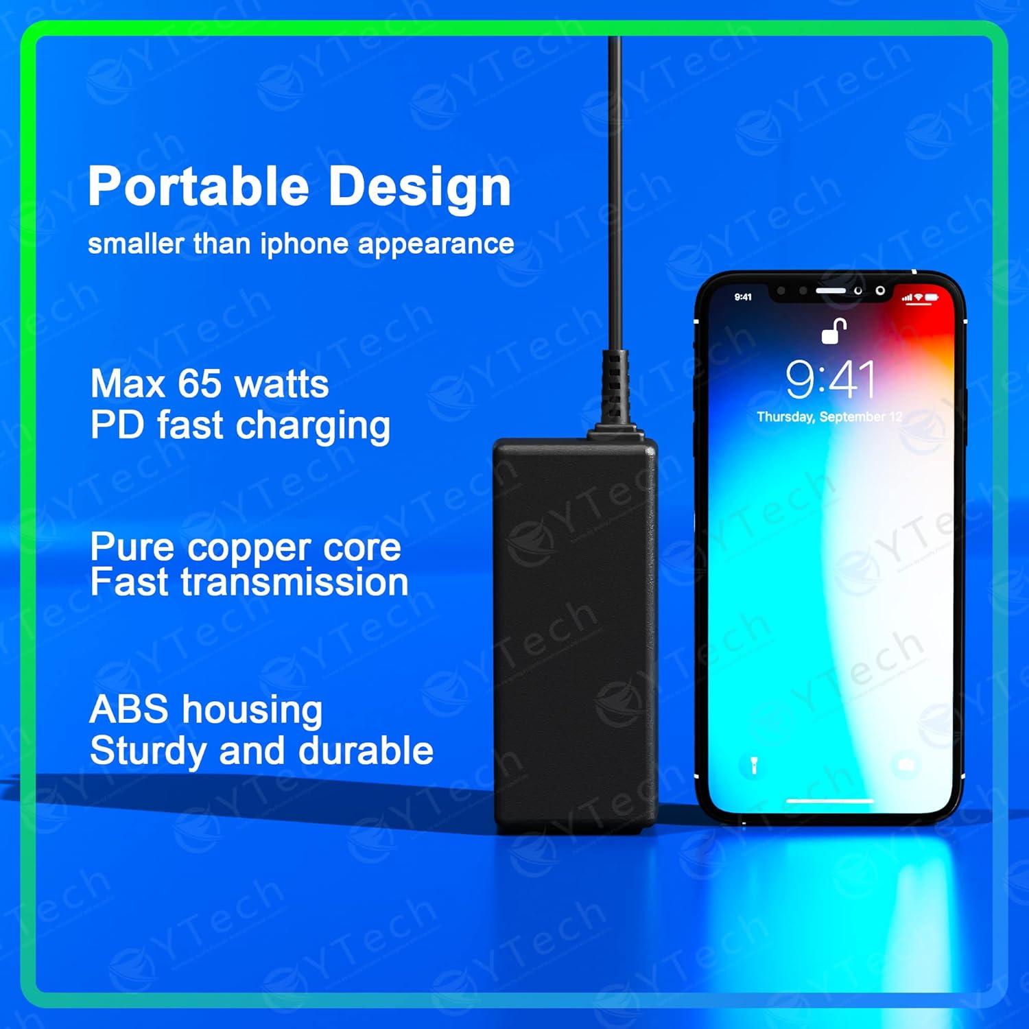 Cargador USB-C 65W YTech para Laptop Lenovo Dell Acer