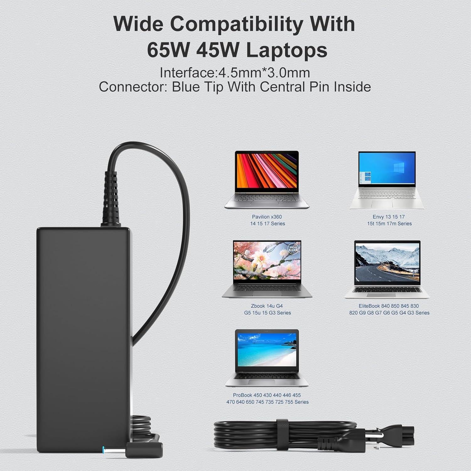 Cargador de Laptop PENTEBNGO 65W Compatible HP Probook/Elitebook