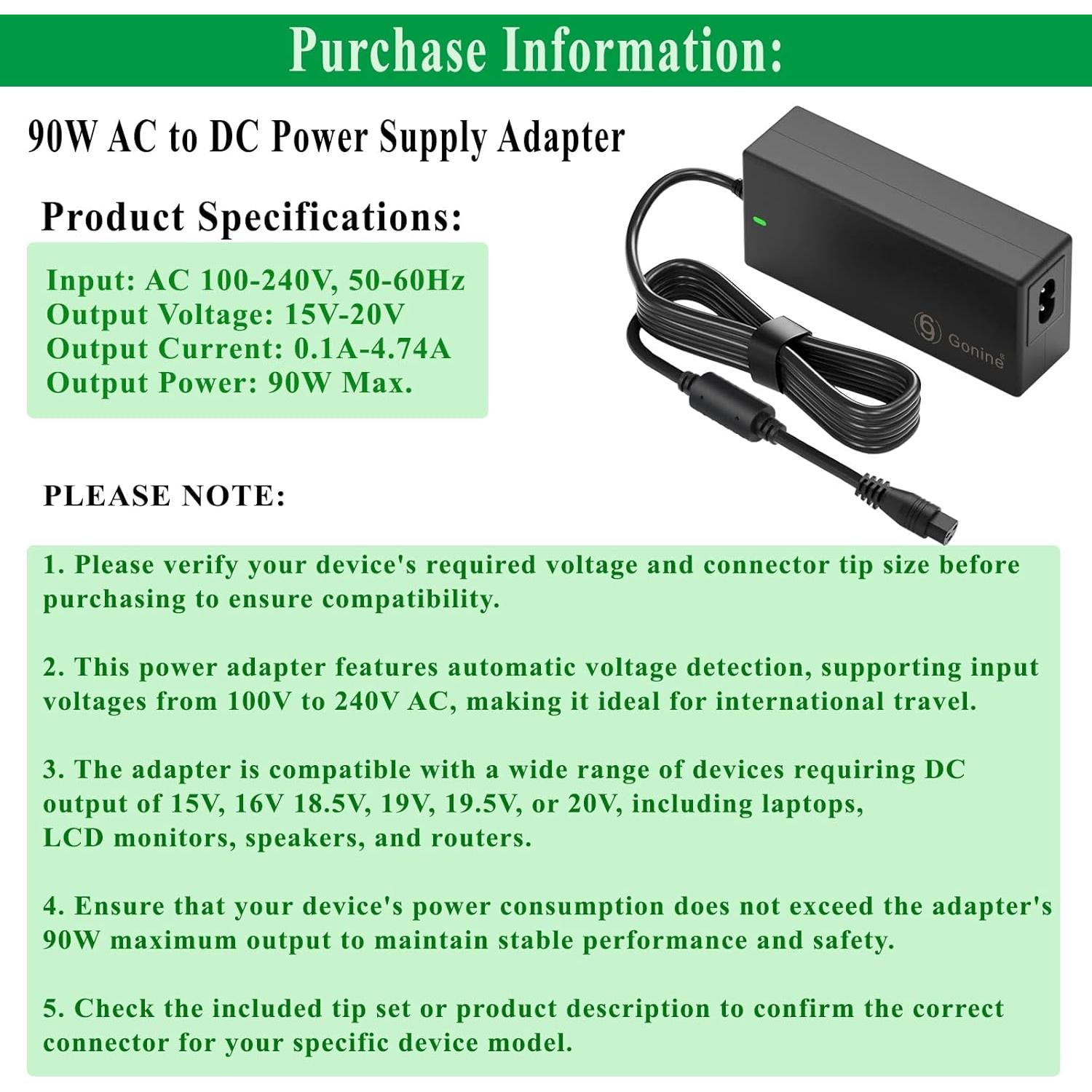 Adaptador de Alimentación Universal Gonine 90W para Portátil