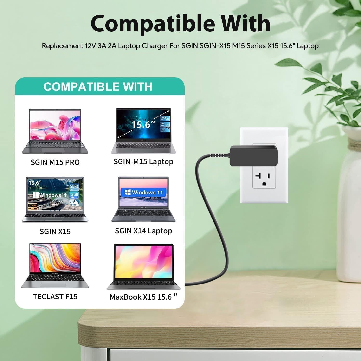 Adaptador Cargador 12V 3A HKY para Laptops SGIN BMAX Teclast