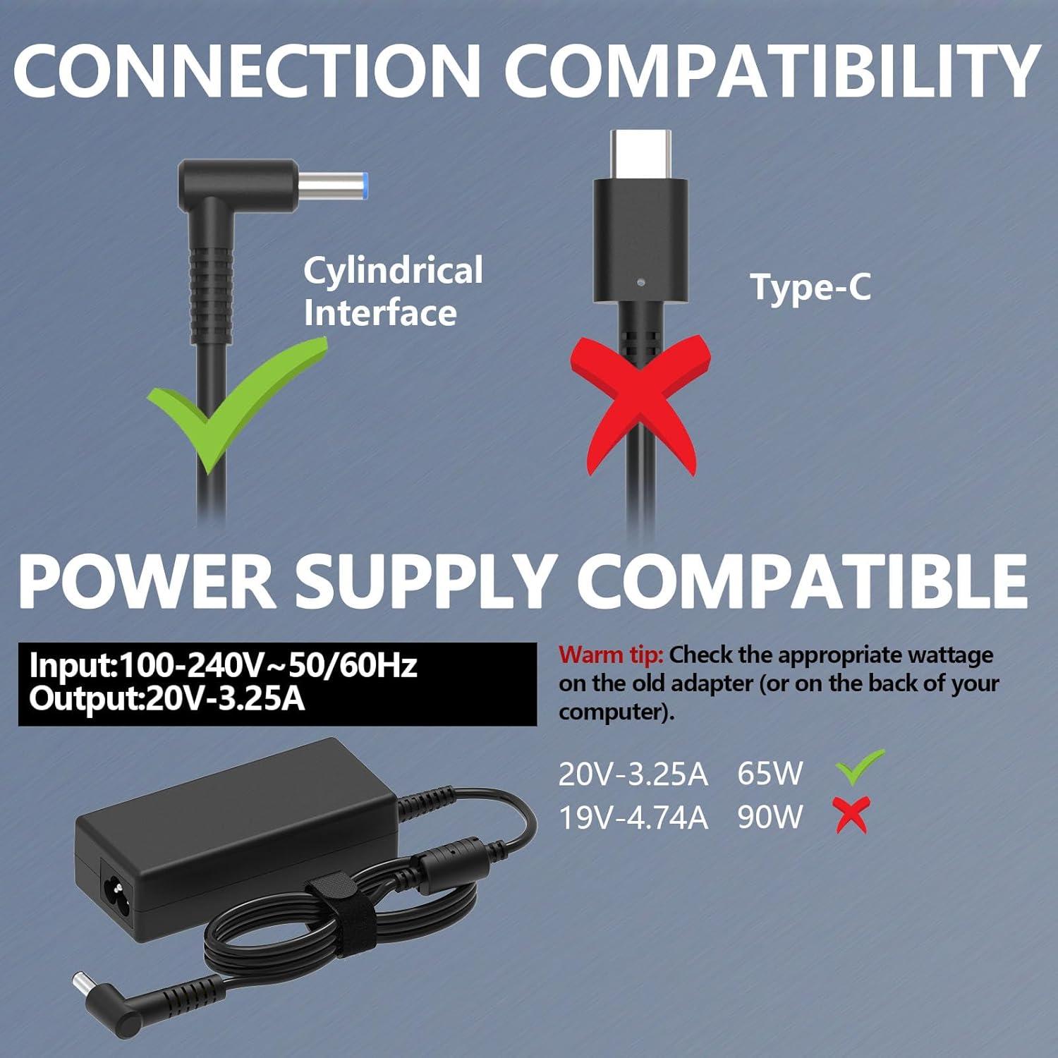 Cargador Universal 65W 19V 3.42A para Laptop HP Lenovo Dell