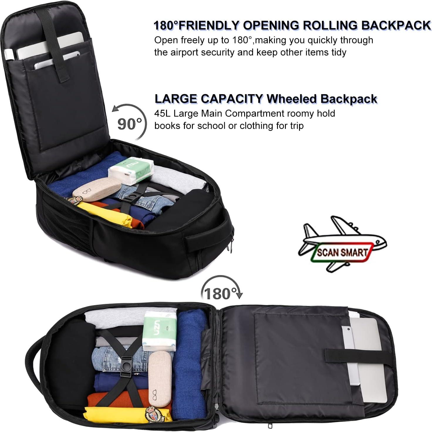 Mochila Rodante LIGSAN 45L para Laptop 43.94 cm Negra