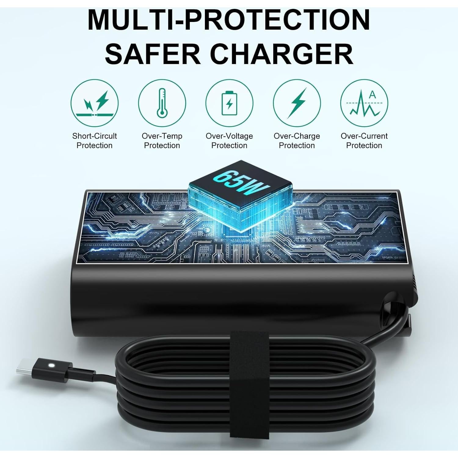 Cargador USB-C 65W para Laptop Dell/HP/Lenovo/Asus