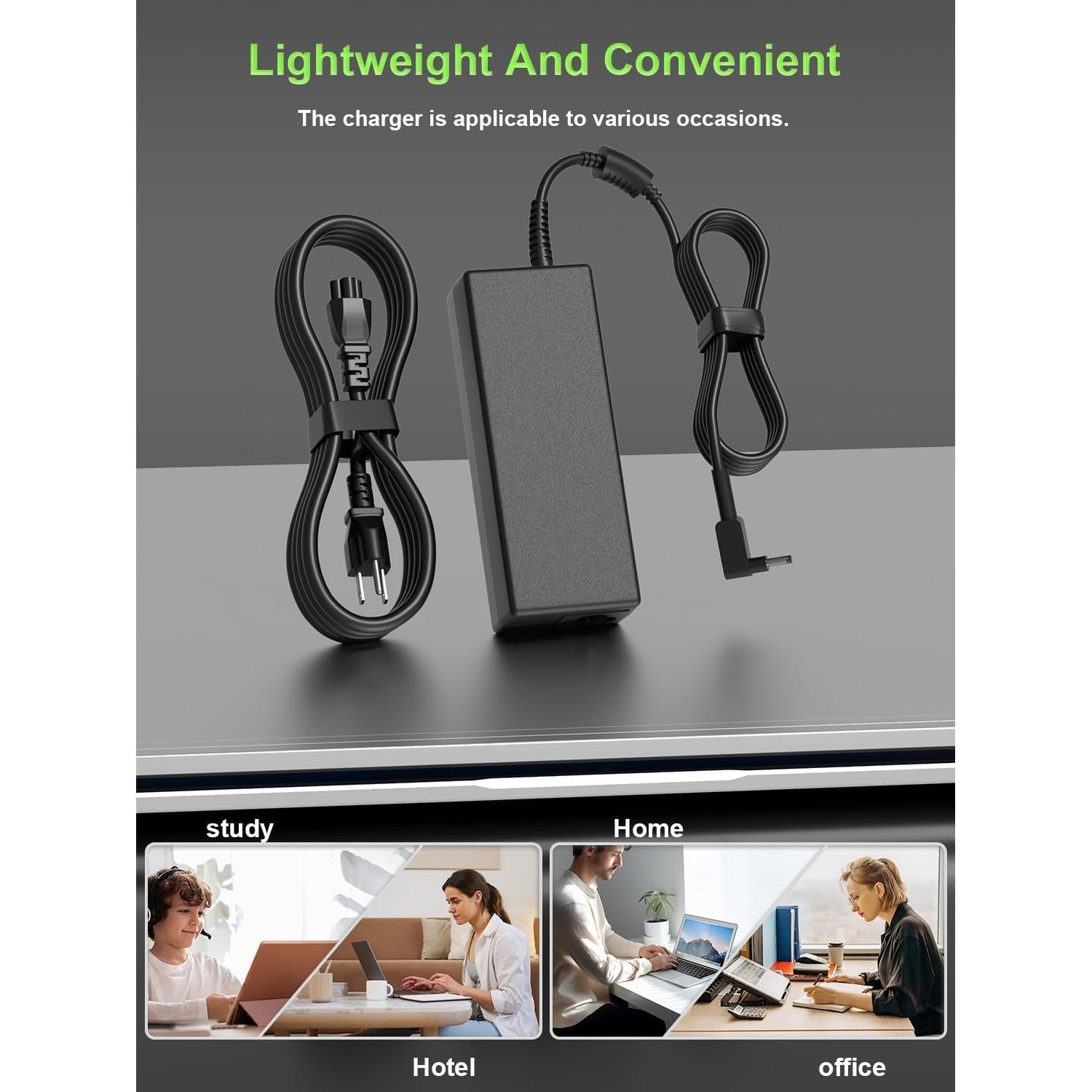 Cargador 65W PowerPortnerLink para Acer Aspire y Chromebook