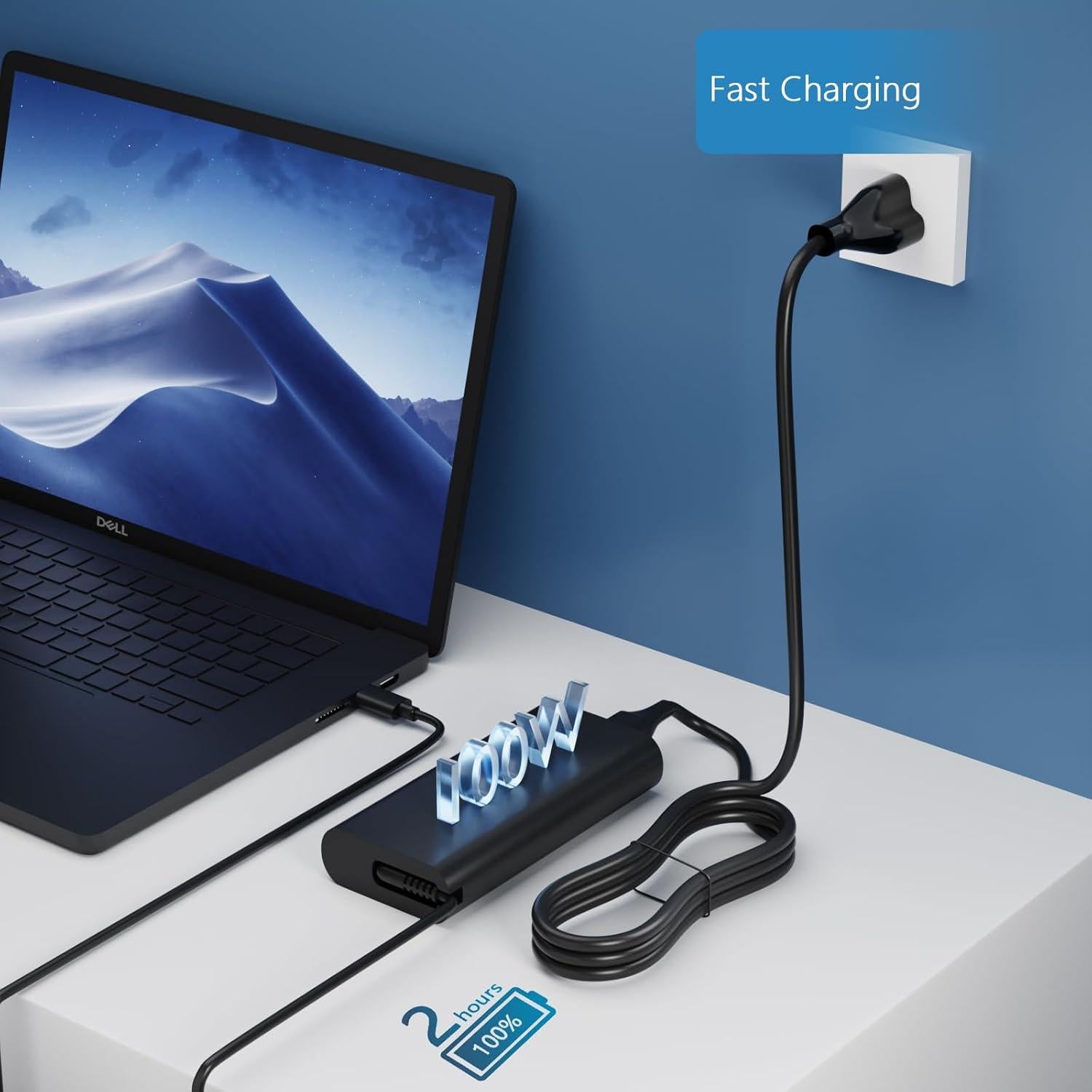 Cargador Rápido USB C 100W GVKRLXZ para Laptop Dell