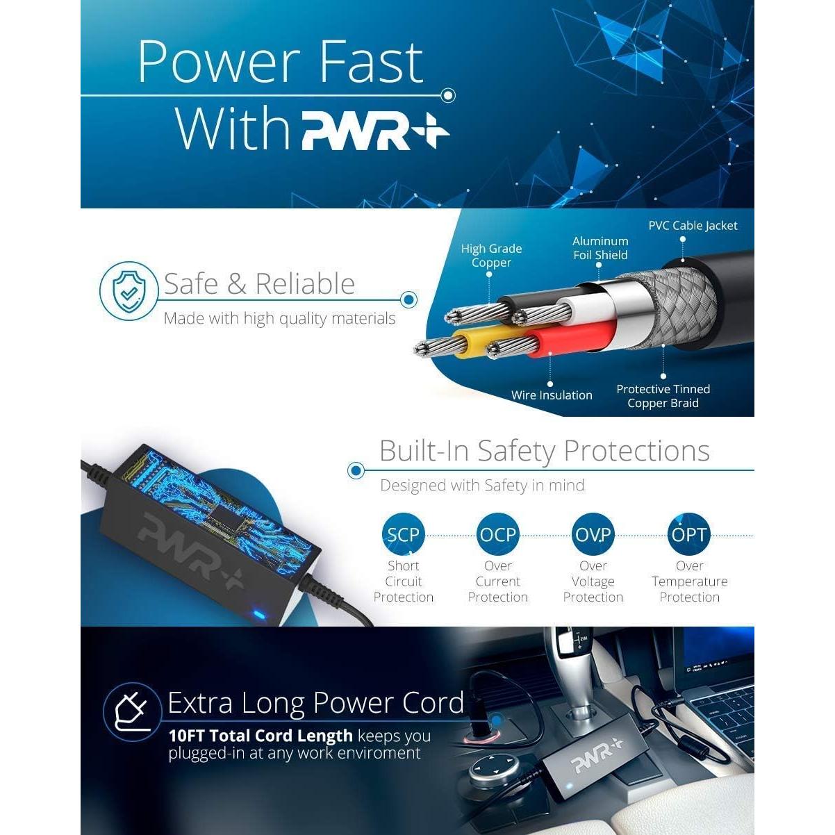 Cargador de coche USB-C PWR+ 90W para Dell Latitude XPS