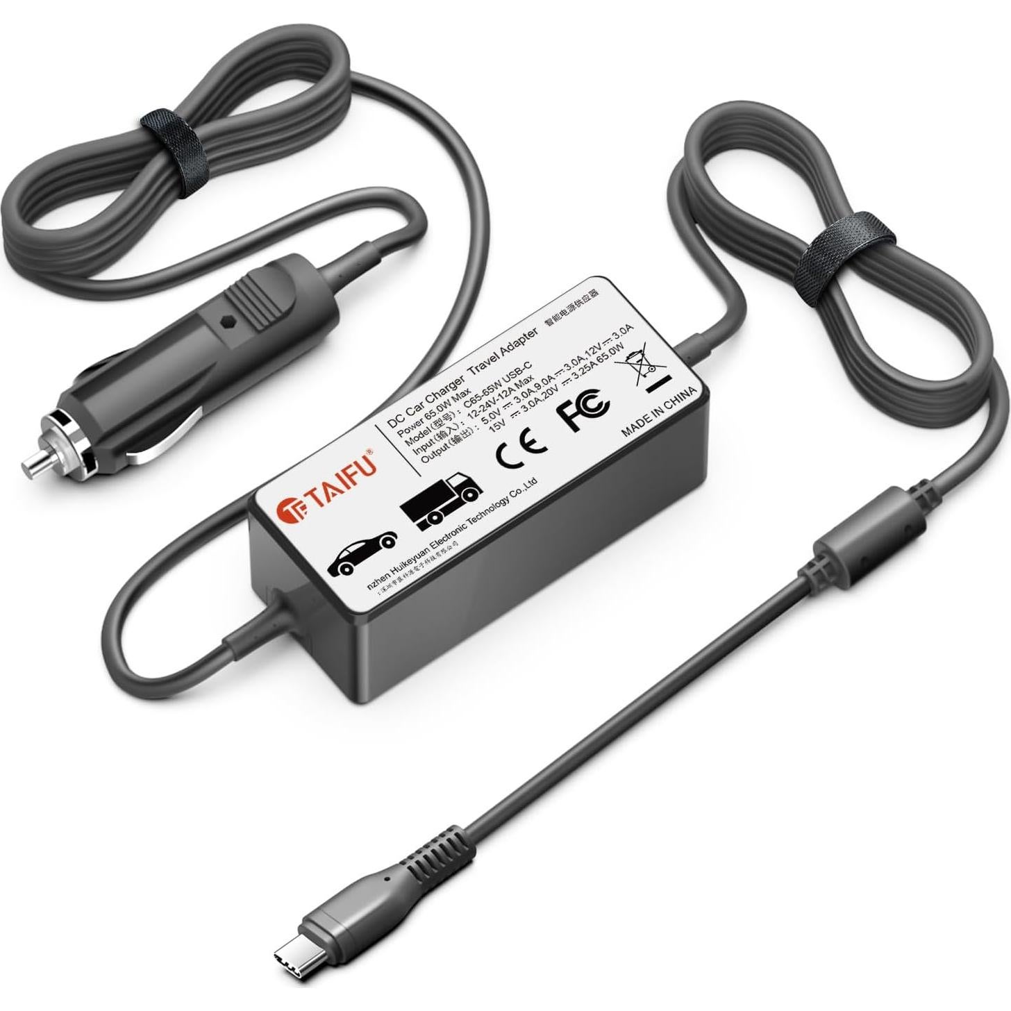 Cargador de Coche USB-C Taifu 65W Adaptador DC para Laptops