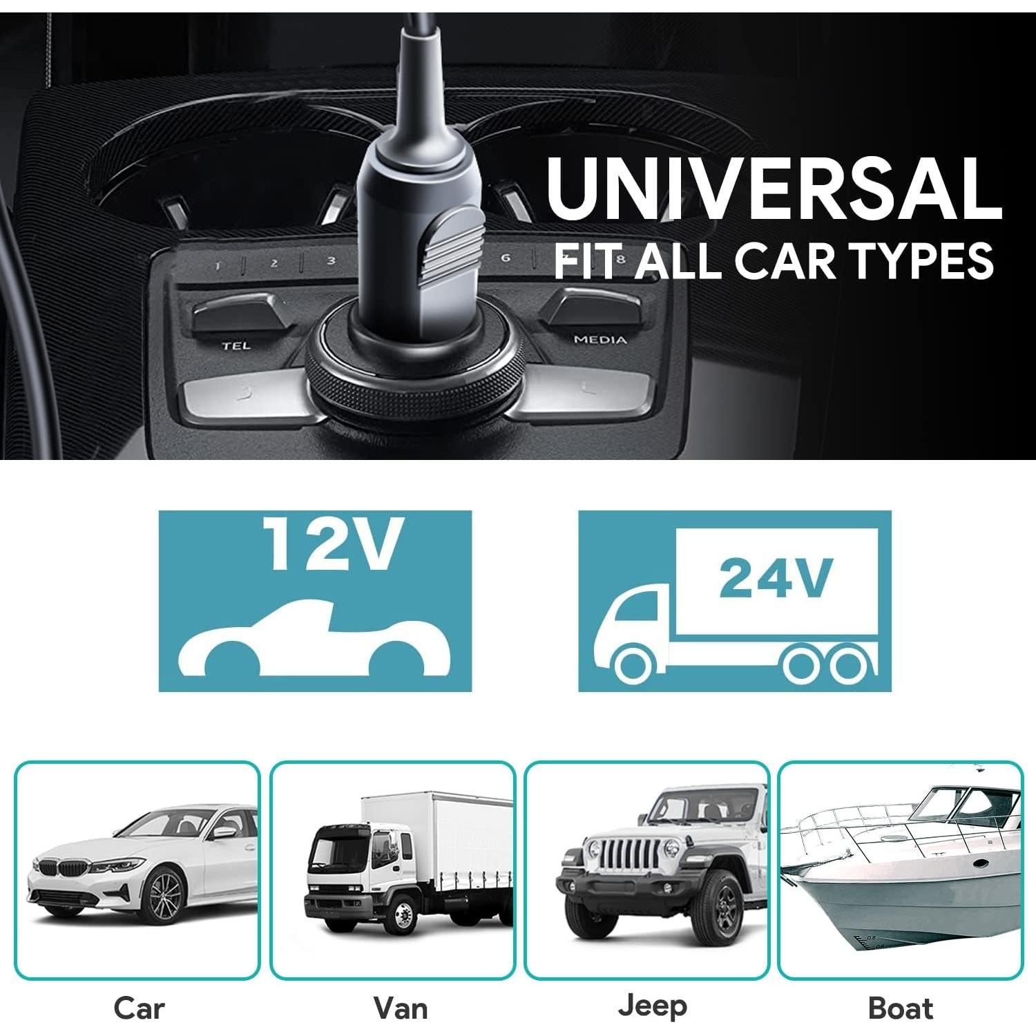 Cargador de Coche USB-C Taifu 65W Adaptador DC para Laptops