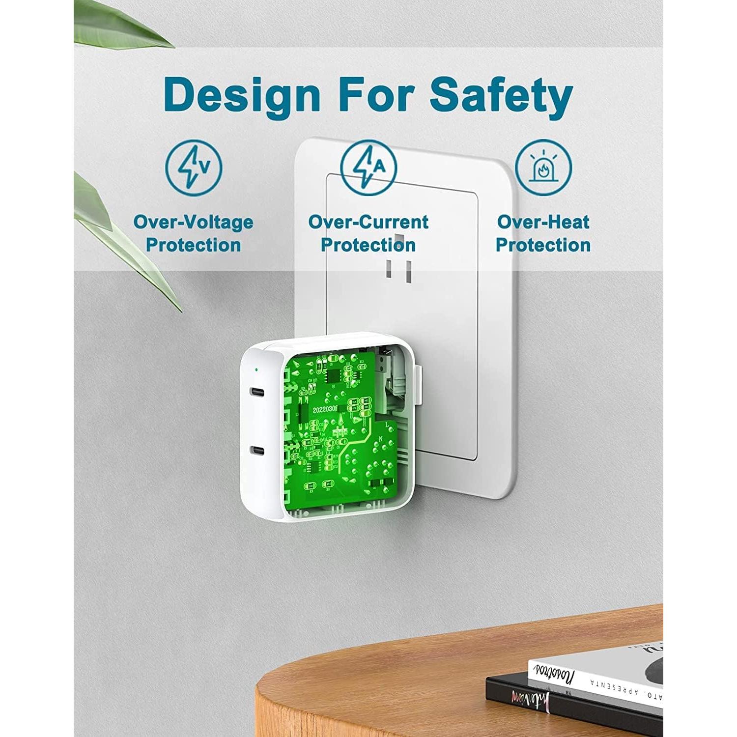 Cargador USB-C 67W Doble Puerto para MacBook y iPhone