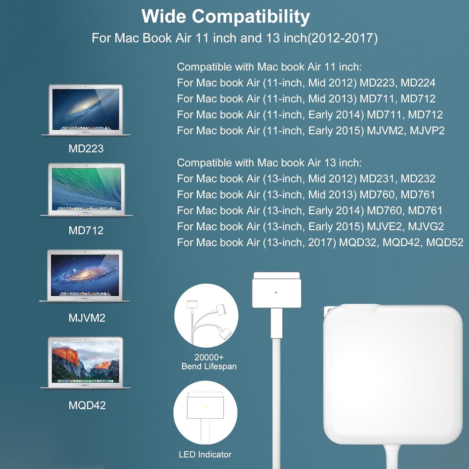 Cargador 45W Compatible MacBook Air 11" y 13" 2012-2017