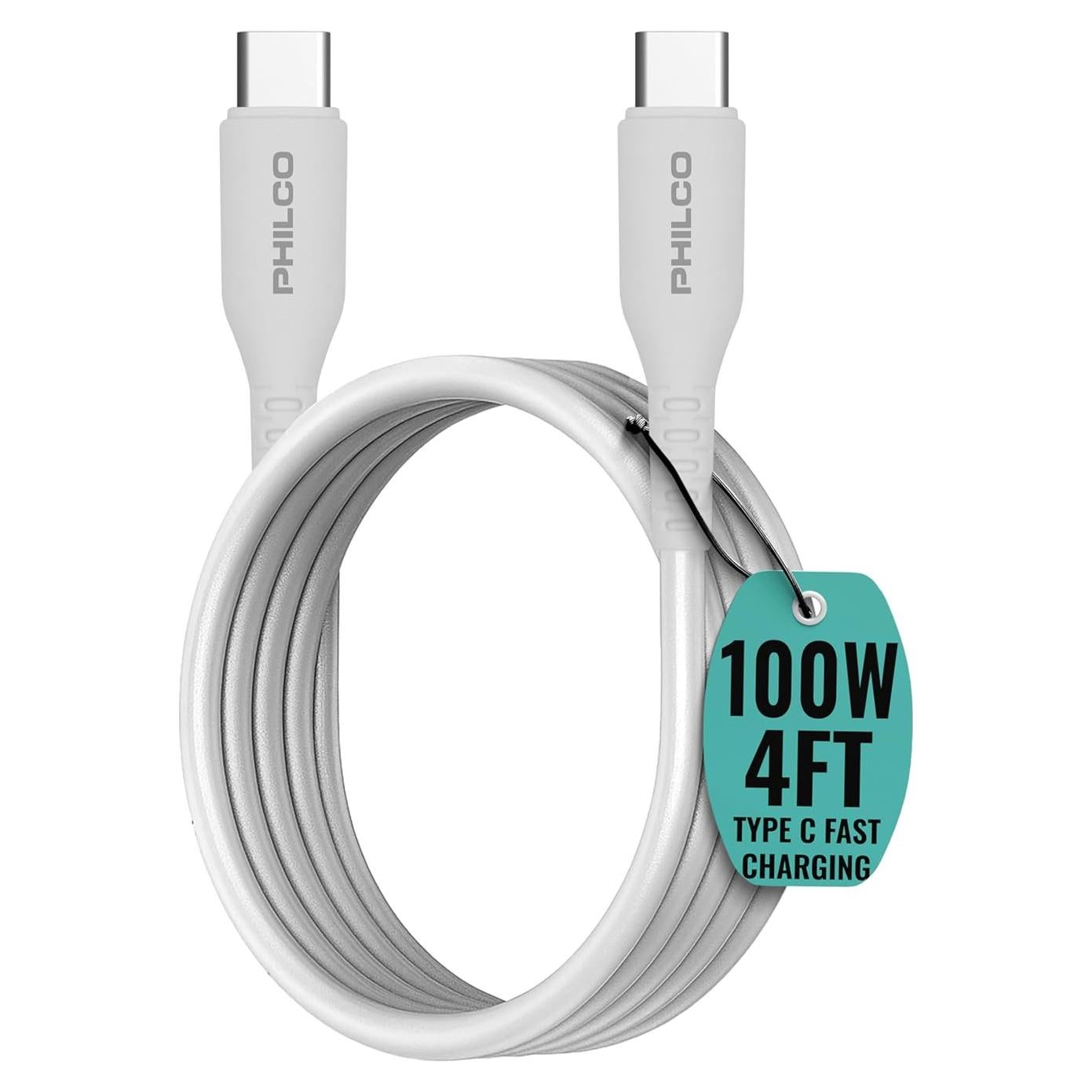 Cable USB C a USB C Philco 1.22m 100W Carga Rápida Silicona